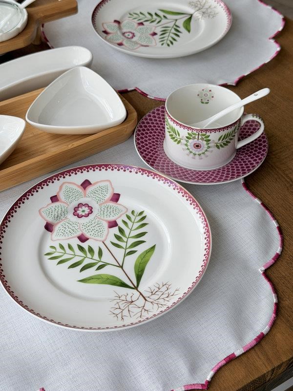 Porselen Kahvaltı Takımı 55 Parça 6 Kişilik Pink Flower