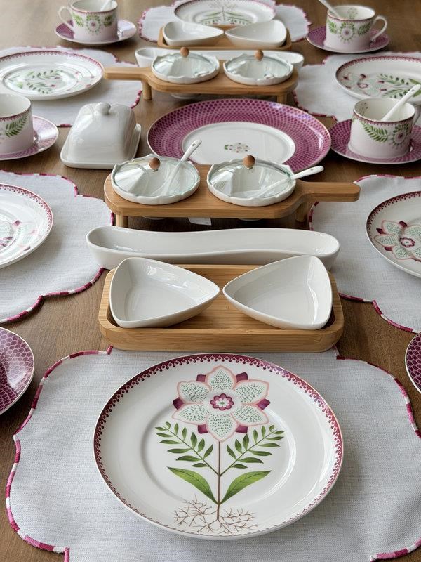 Porselen Kahvaltı Takımı 55 Parça 6 Kişilik Pink Flower