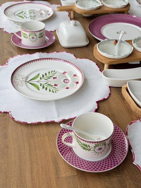 Porselen Kahvaltı Takımı 55 Parça 6 Kişilik Pink Flower