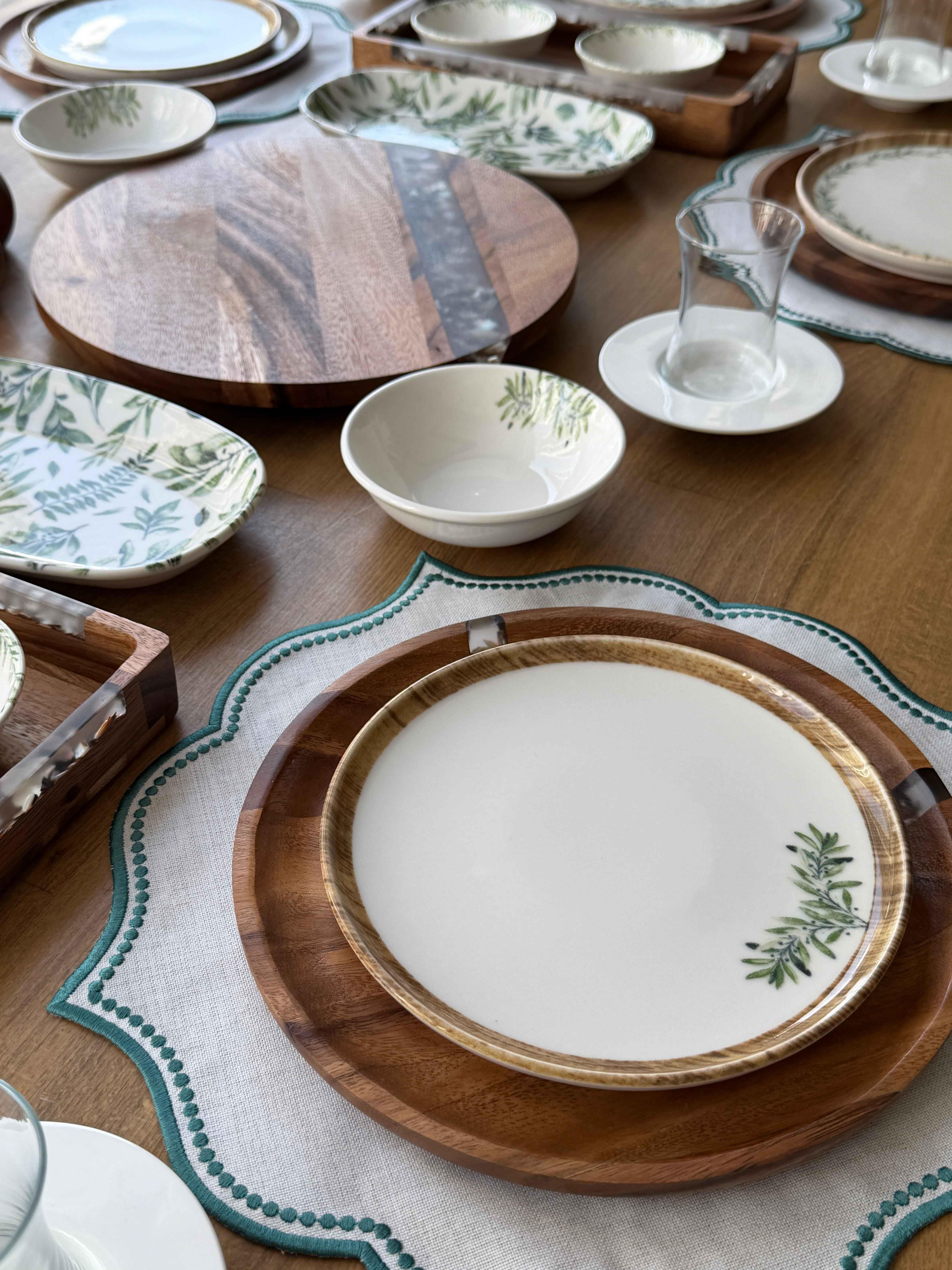 Porselen Kahvaltı Takımı 6 Kişilik 43 Parça Akasya Olivia Leaf 
