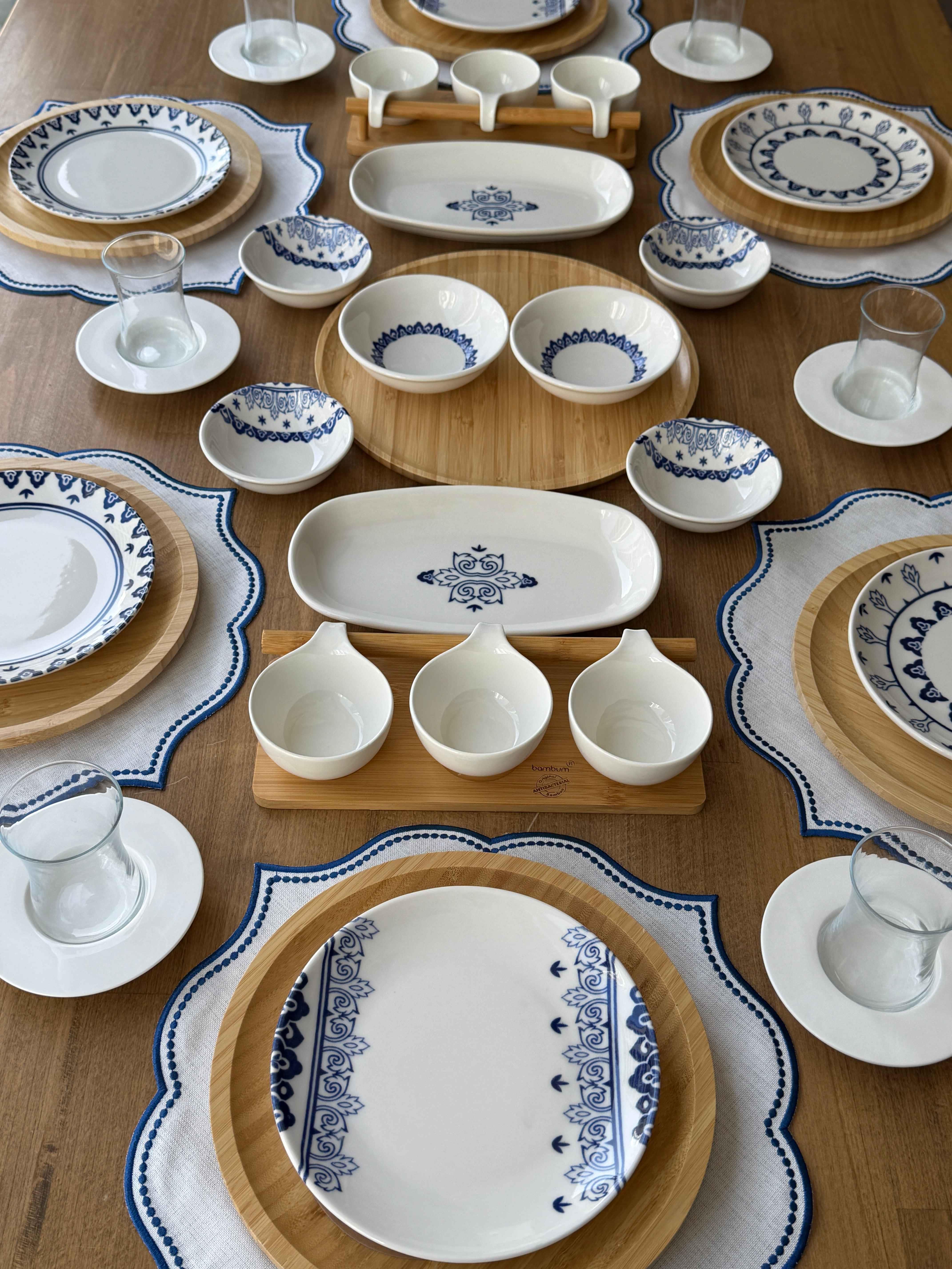 Porselen Kahvaltı Takımı 6 Kişilik 47 Parça Safir Blue