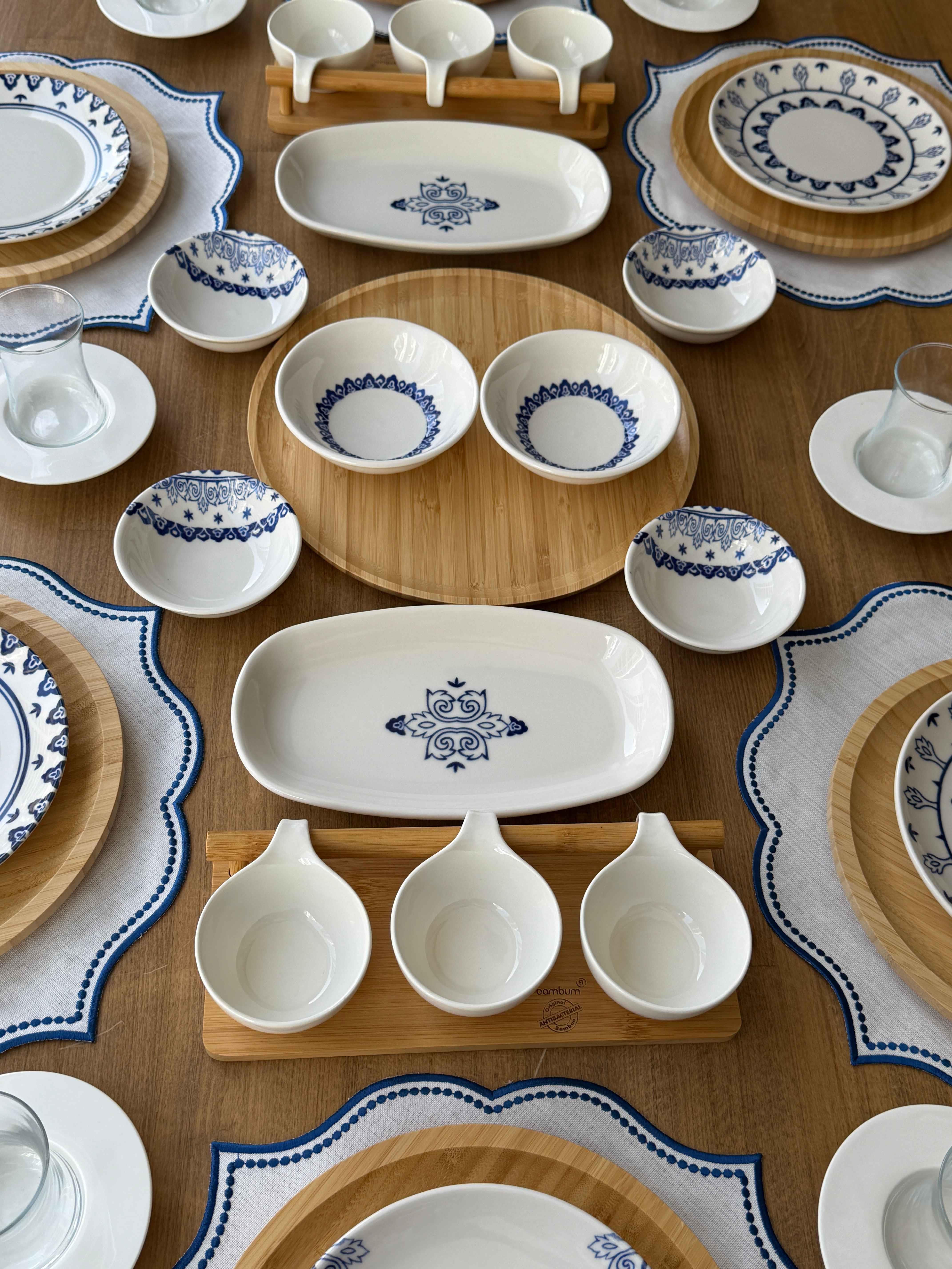 Porselen Kahvaltı Takımı 6 Kişilik 47 Parça Safir Blue