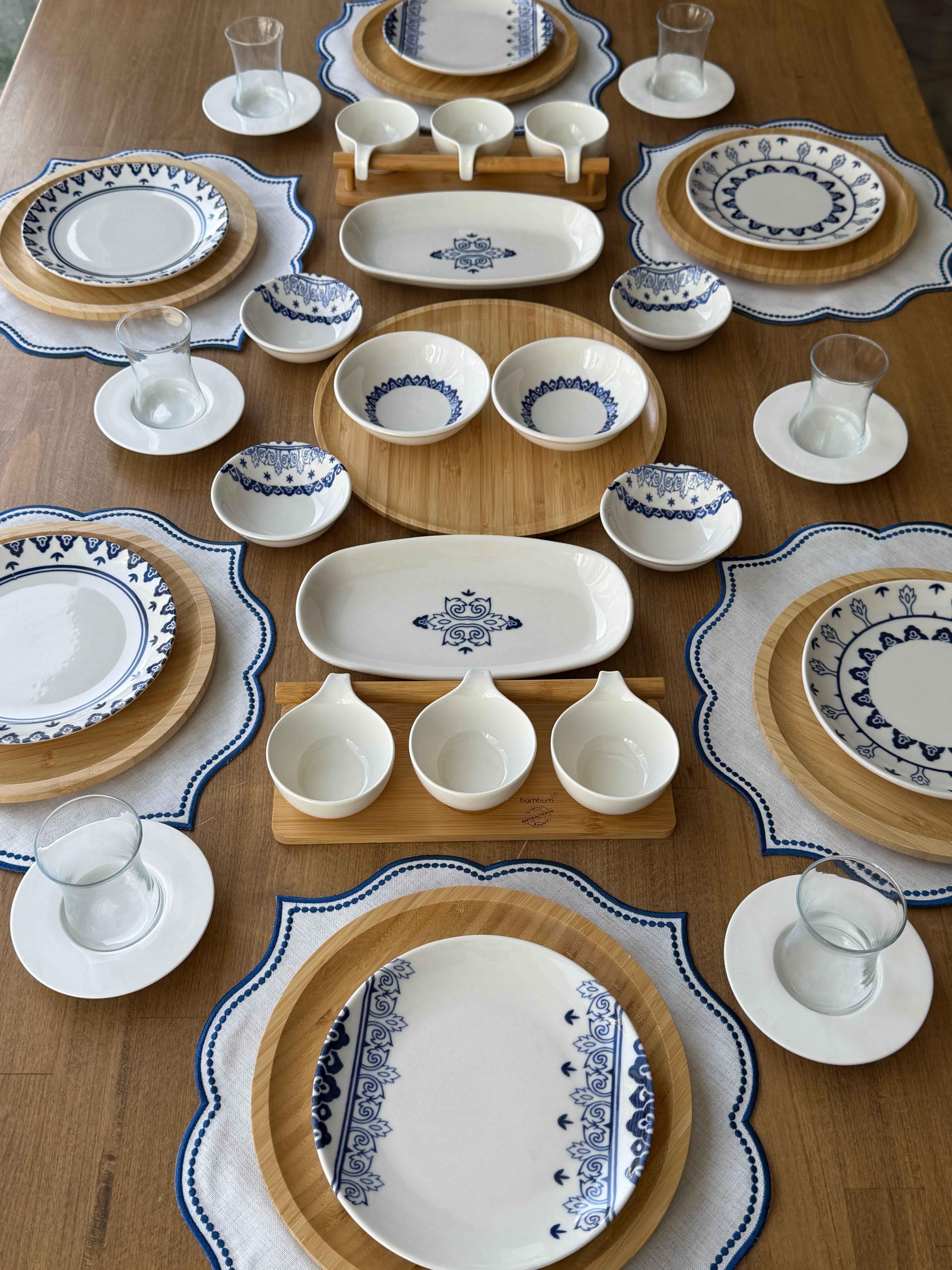 Porselen Kahvaltı Takımı 6 Kişilik 47 Parça Safir Blue