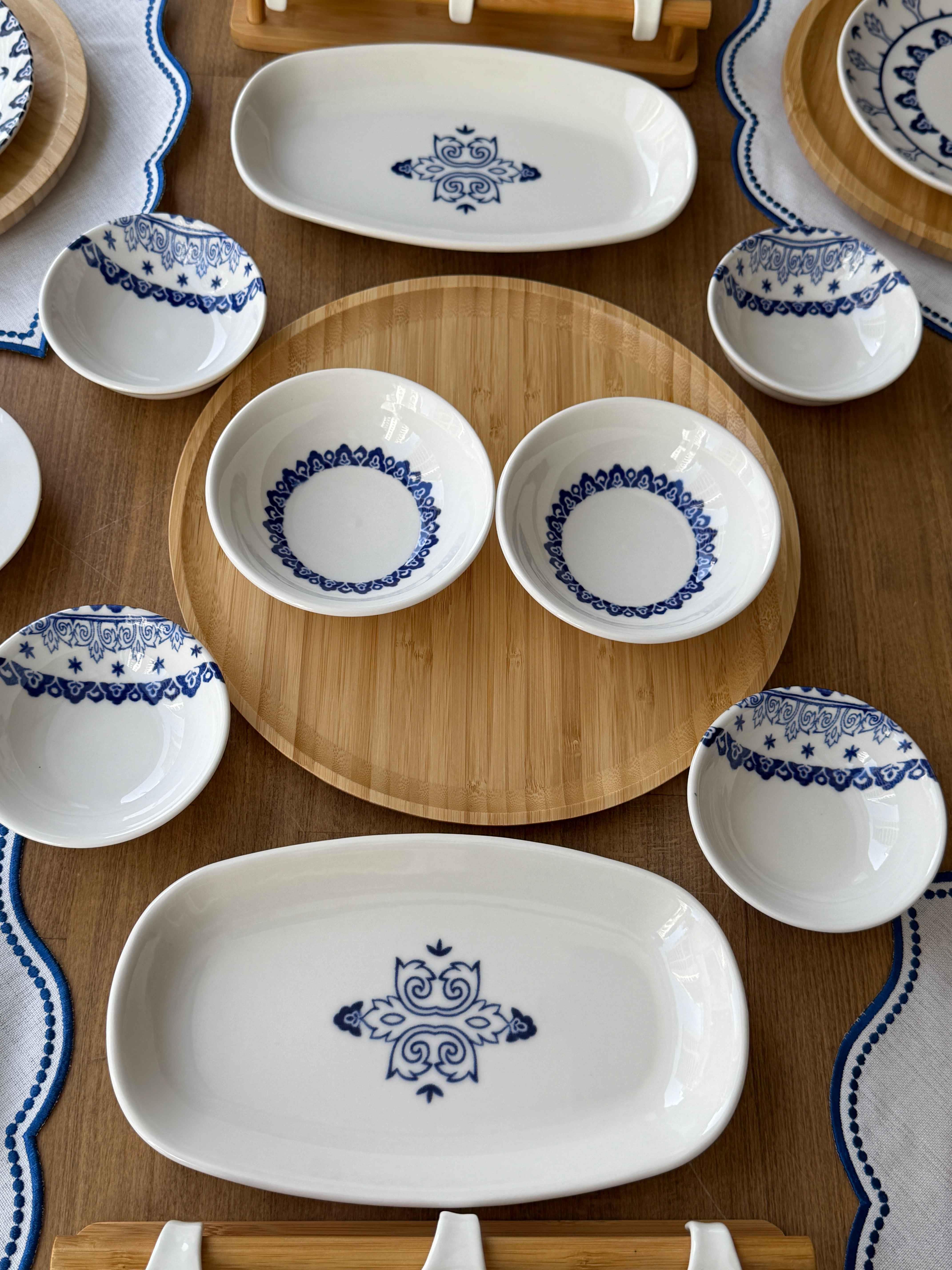Porselen Kahvaltı Takımı 6 Kişilik 47 Parça Safir Blue