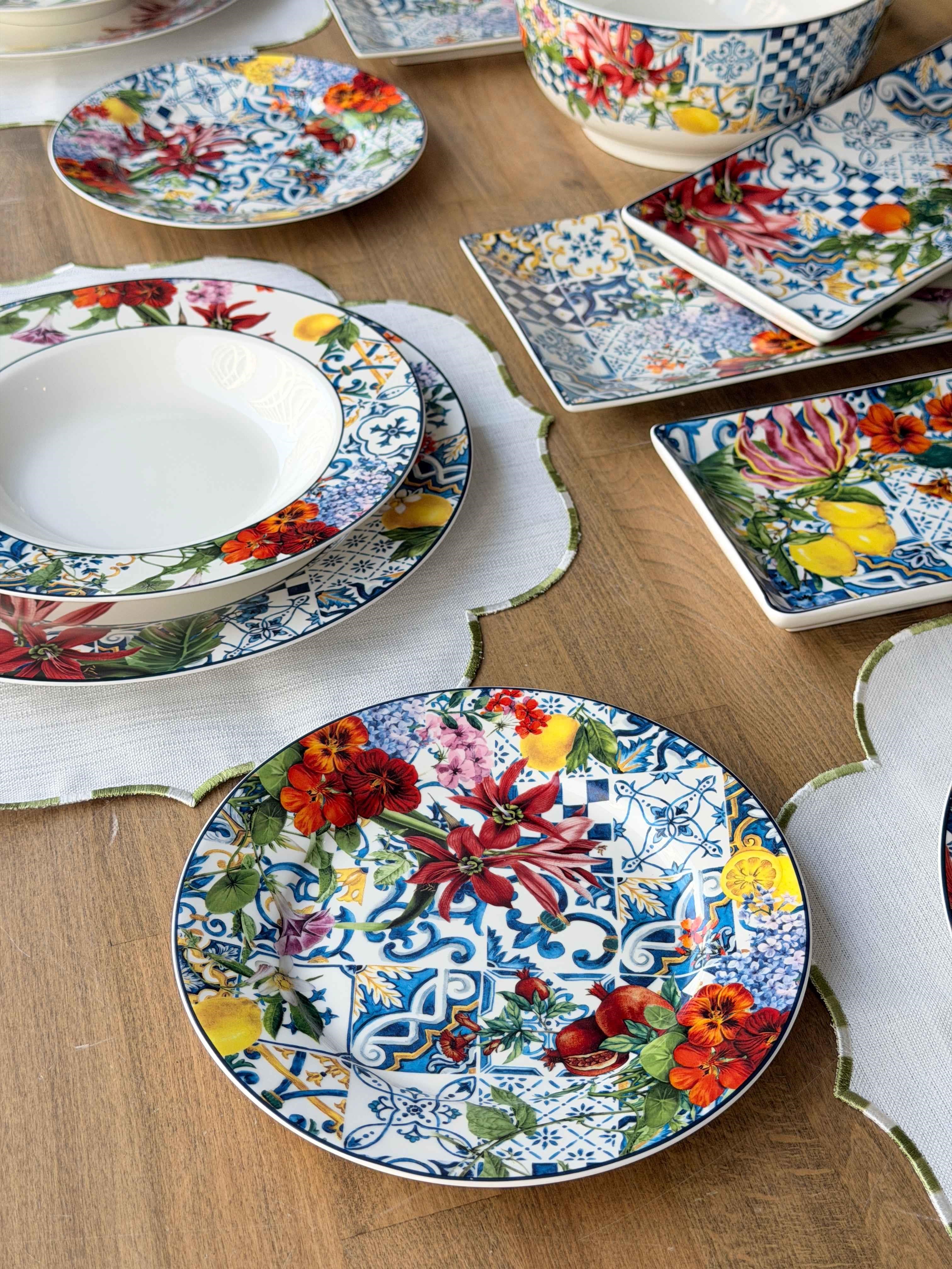 Porselen Kahvaltı ve Yemek Takımı 33 Parça 6 Kişilik Italy Garden 