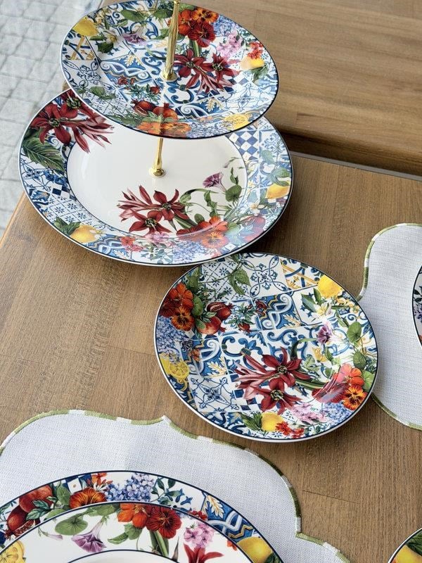Porselen Kahvaltı ve Yemek Takımı 33 Parça 6 Kişilik Italy Garden 