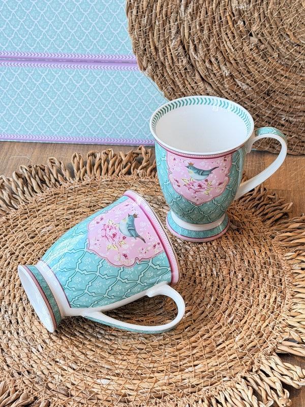Porselen Kupa Seti 2'li Qush Mavi 300ml