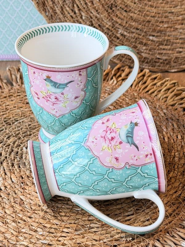 Porselen Kupa Seti 2'li Qush Mavi 300ml