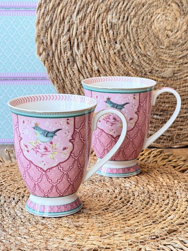 Porselen Kupa Seti 2'li Qush Pembe 300ml