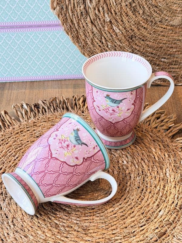 Porselen Kupa Seti 2'li Qush Pembe 300ml
