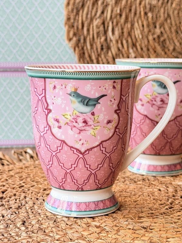 Porselen Kupa Seti 2'li Qush Pembe 300ml