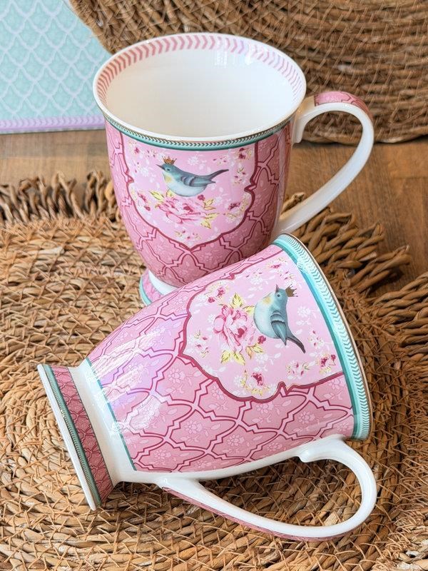 Porselen Kupa Seti 2'li Qush Pembe 300ml