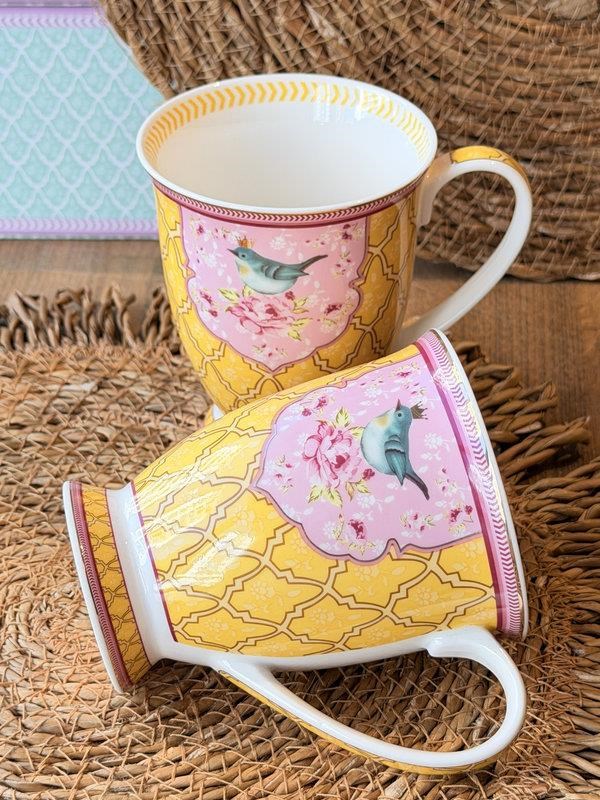 Porselen Kupa Seti 2'li Qush Sarı 300ml