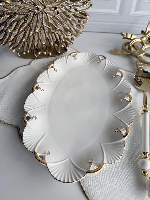 Porselen Oval Sunum Tabak Gold Lucca 36x23cm