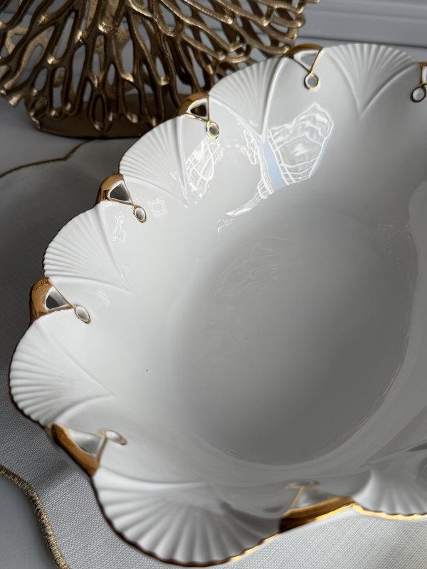 Porselen Oval Sunum Tabak Gold Lucca 36x23cm