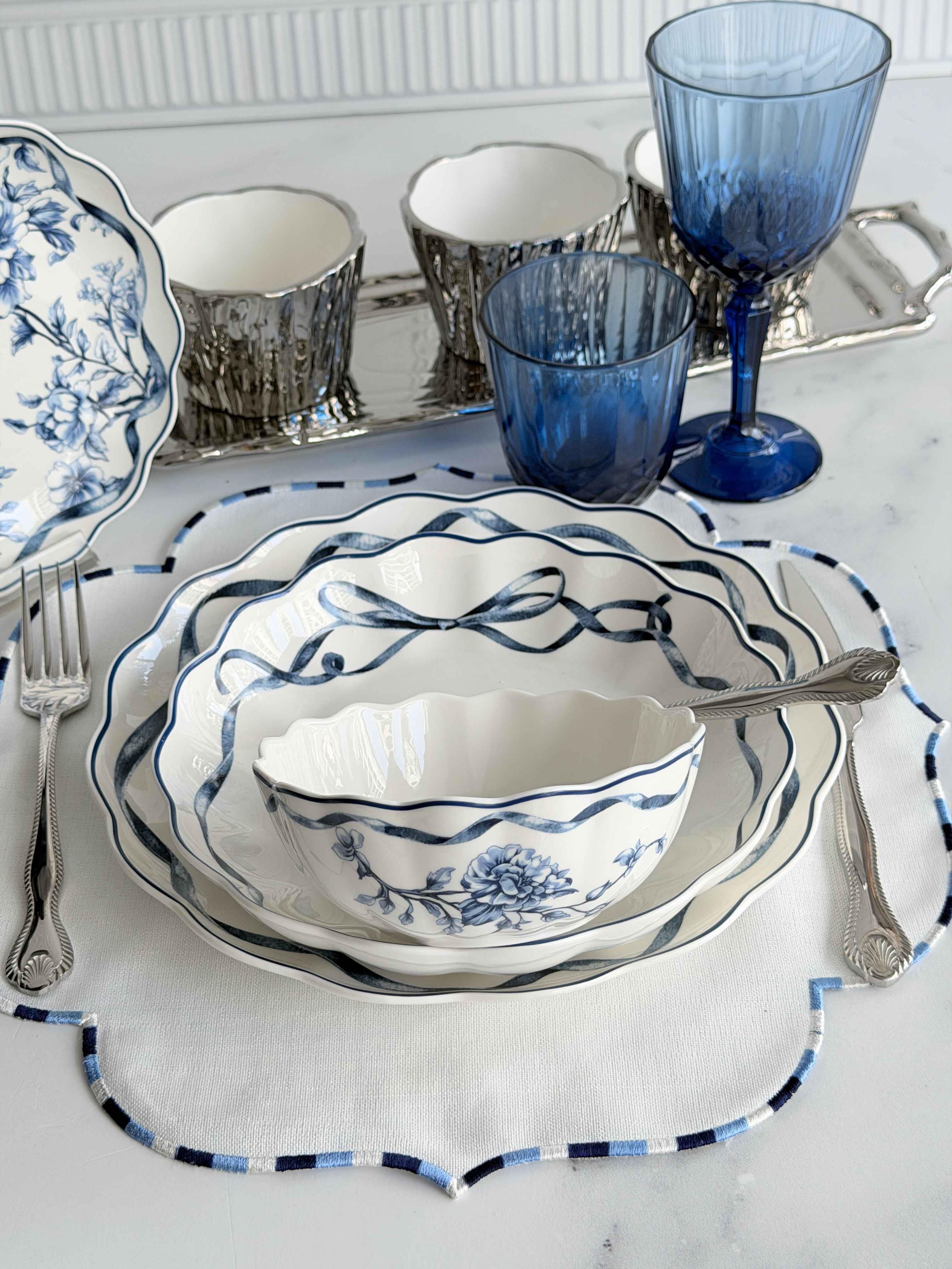 Porselen Yemek Takımı 6 Kişilik 24 Parça Luna Blue