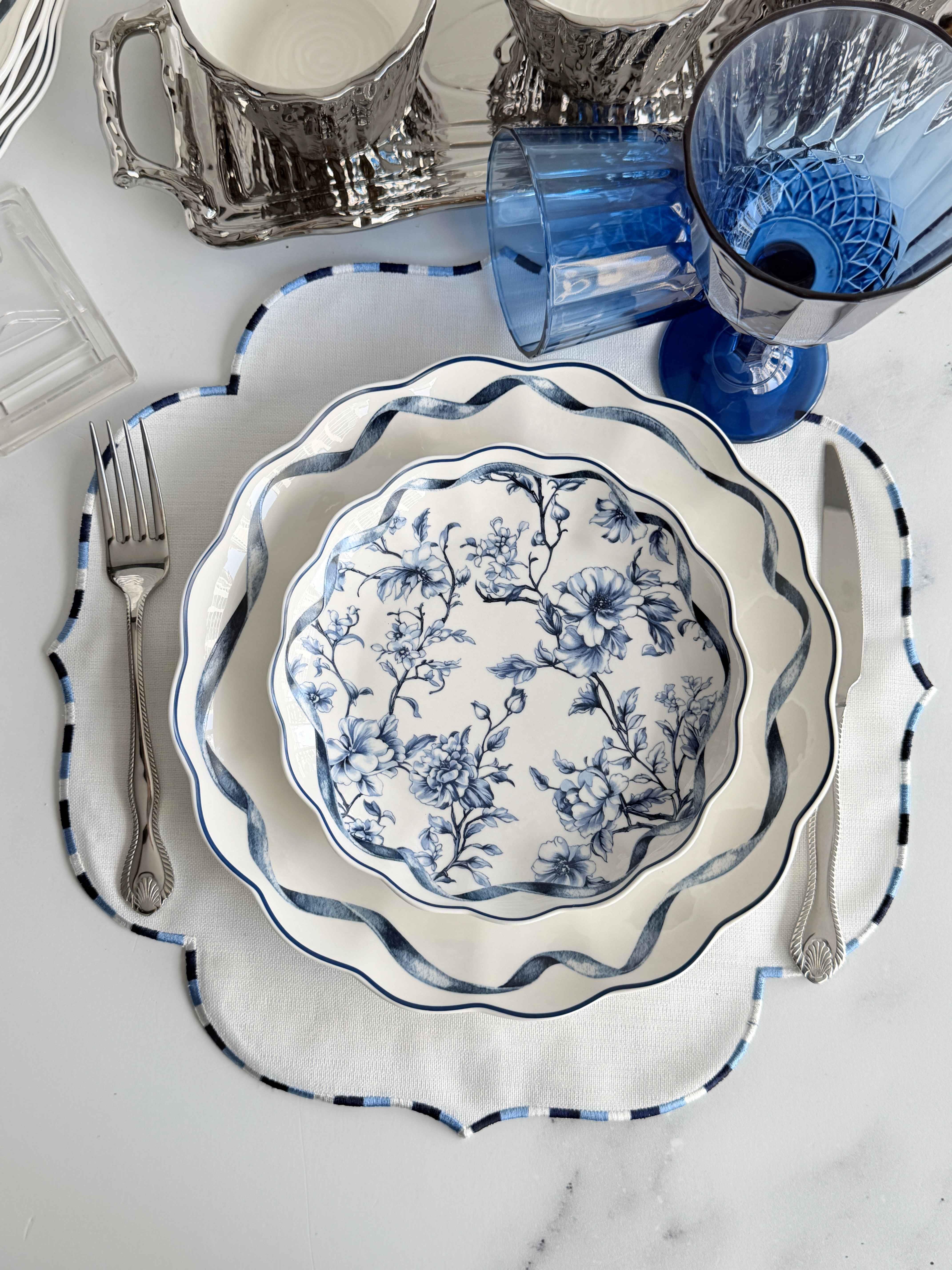 Porselen Yemek Takımı 6 Kişilik 24 Parça Luna Blue