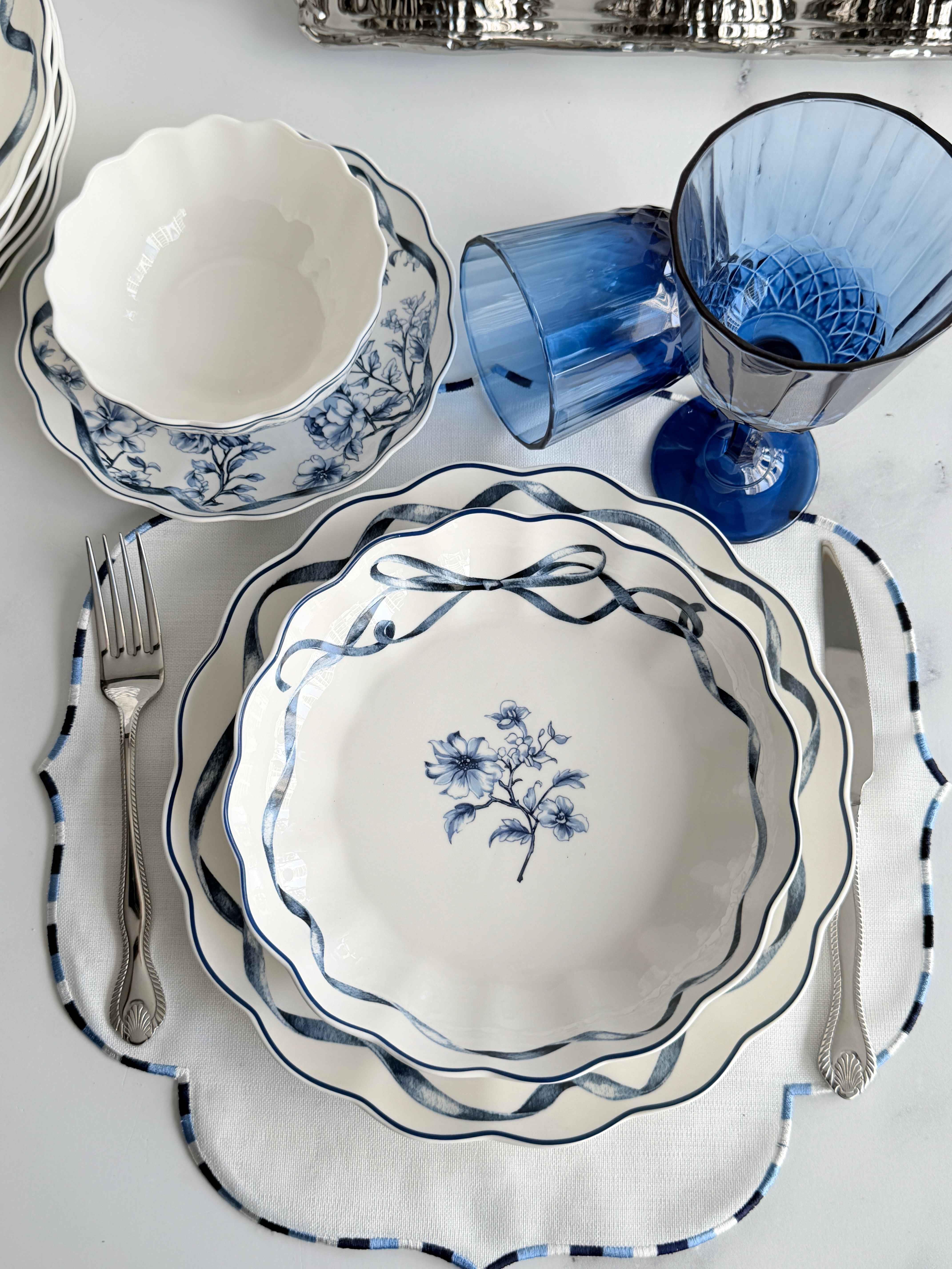 Porselen Yemek Takımı 6 Kişilik 24 Parça Luna Blue