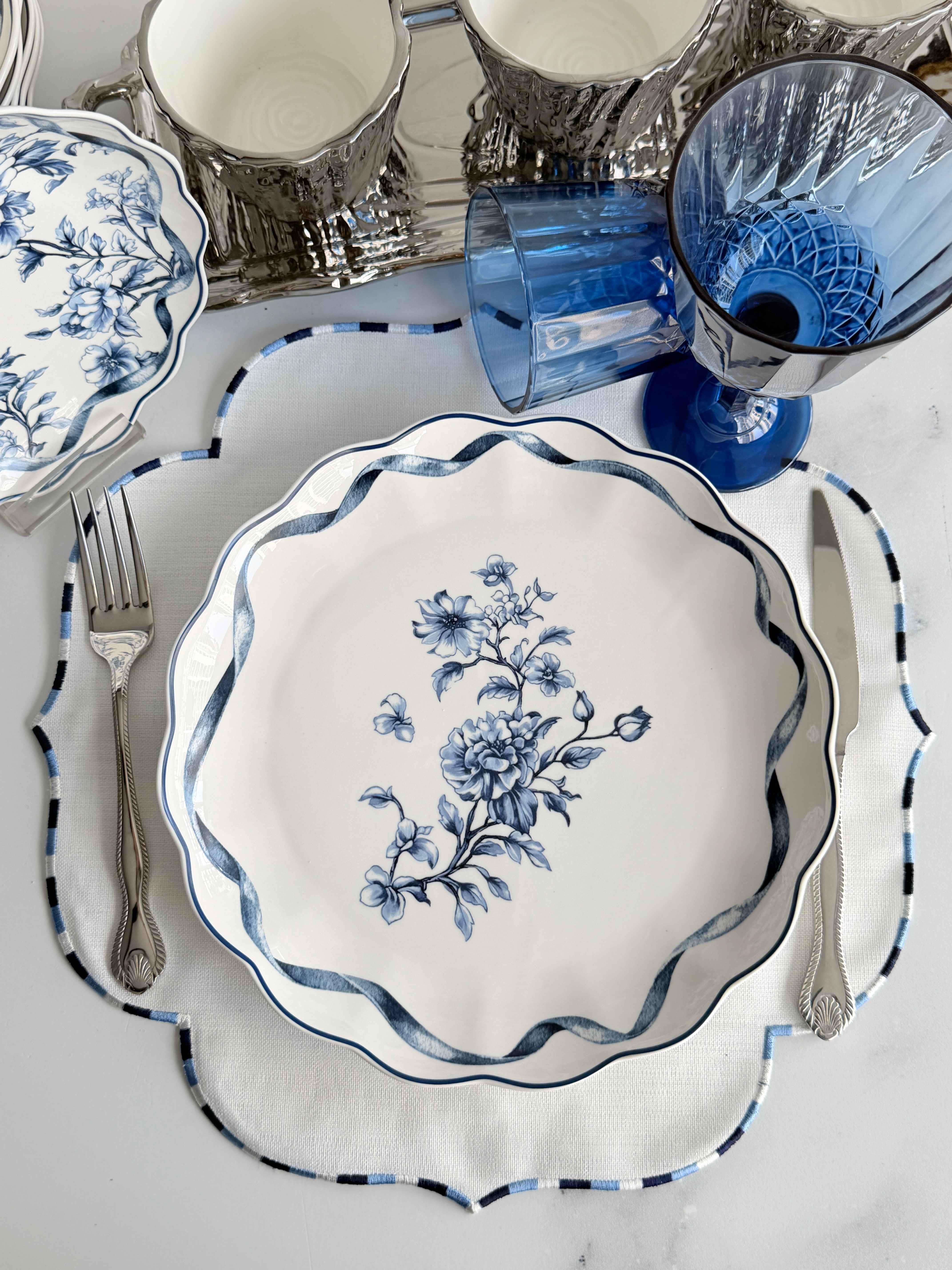 Porselen Yemek Takımı 6 Kişilik 24 Parça Luna Blue