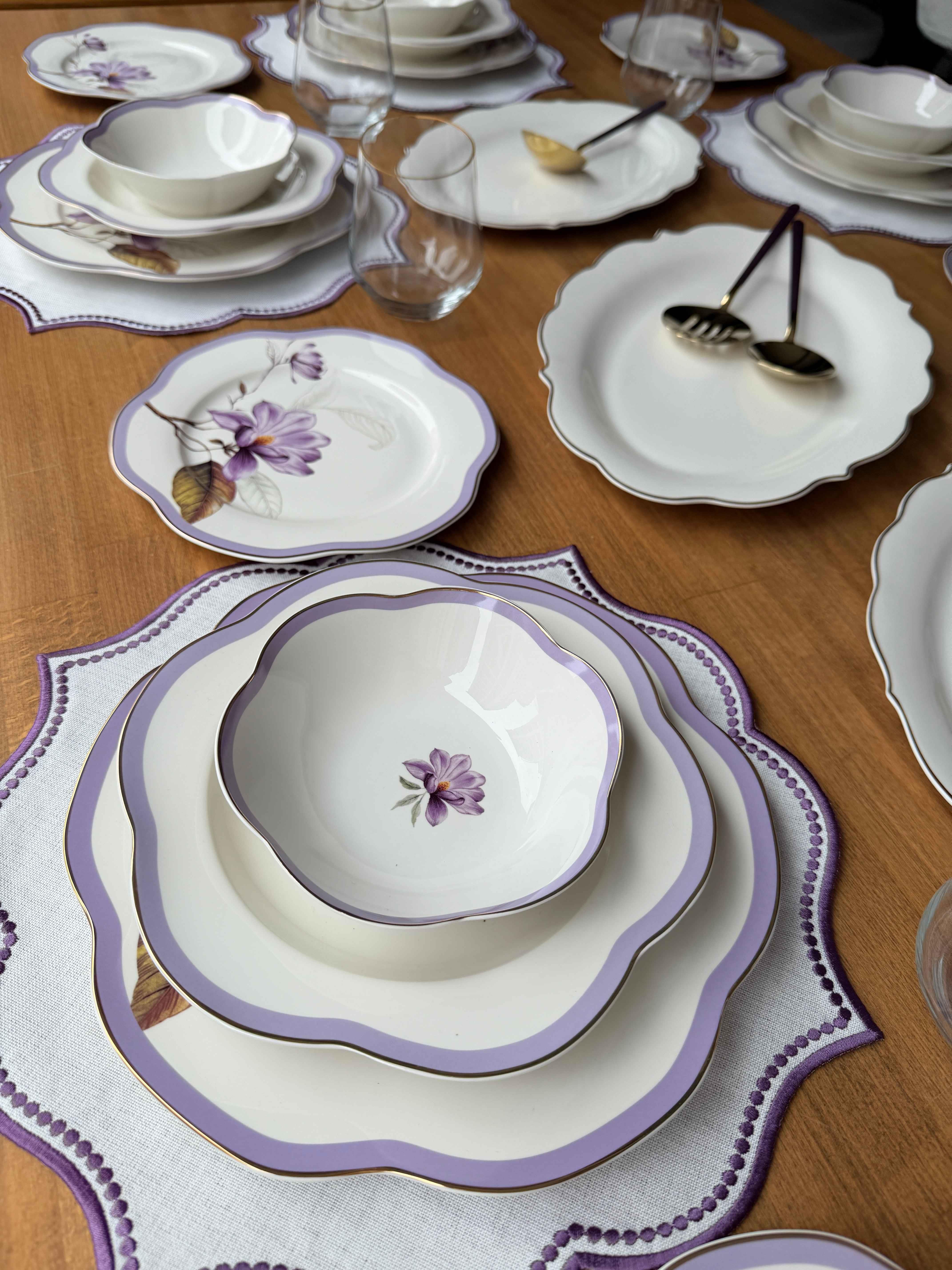 Porselen Yemek Takımı 6 Kişilik 44 Parça Alessa Mor