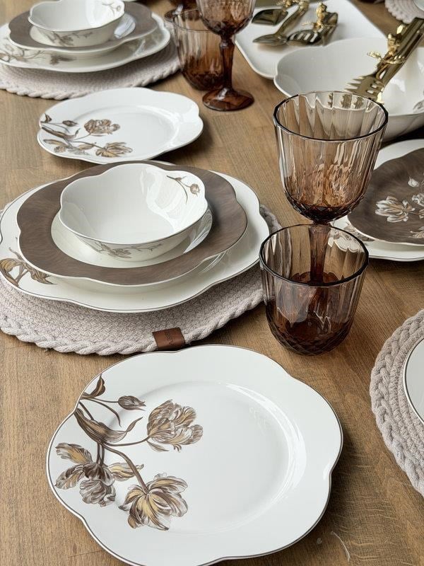 Porselen Yemek Takımı 6 Kişilik 49 Parça Mocha
