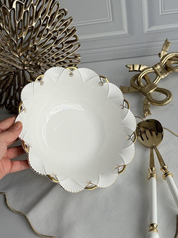 Porselen Yuvarlak Sunum Tabak Gold Lucca 25cm