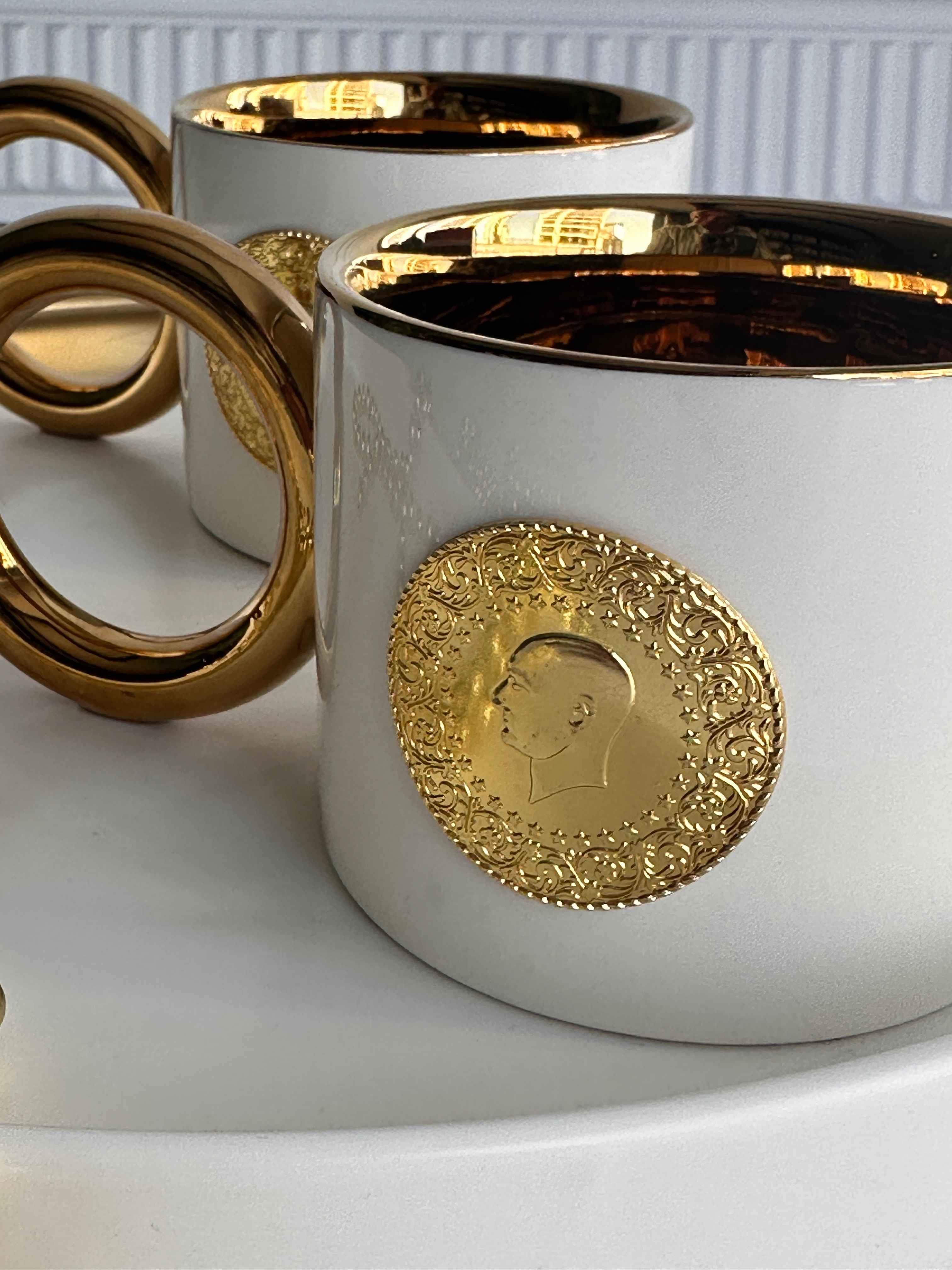 Quarter Gold 2'li Porselen Kupa