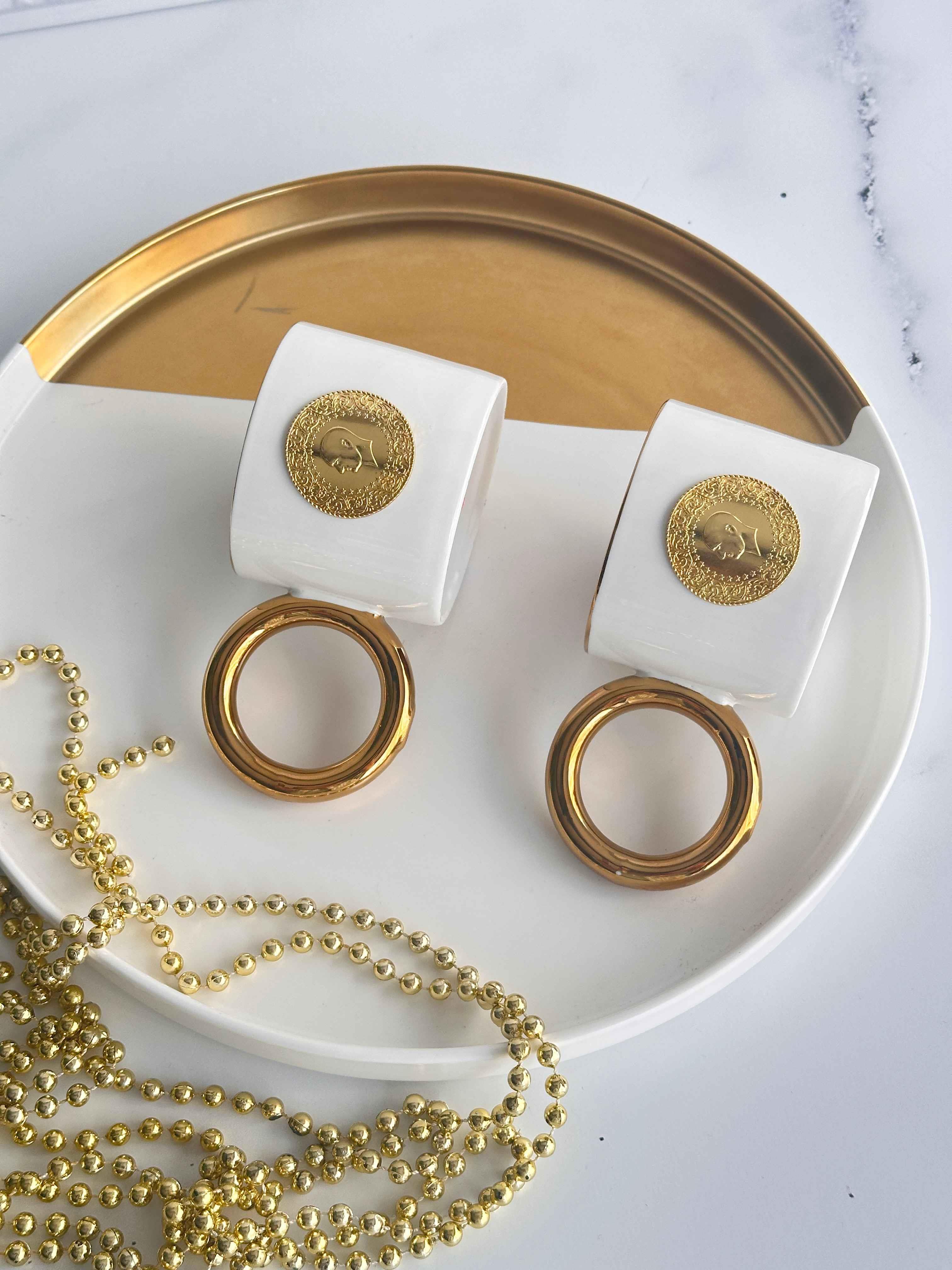 Quarter Gold 2'li Porselen Kupa