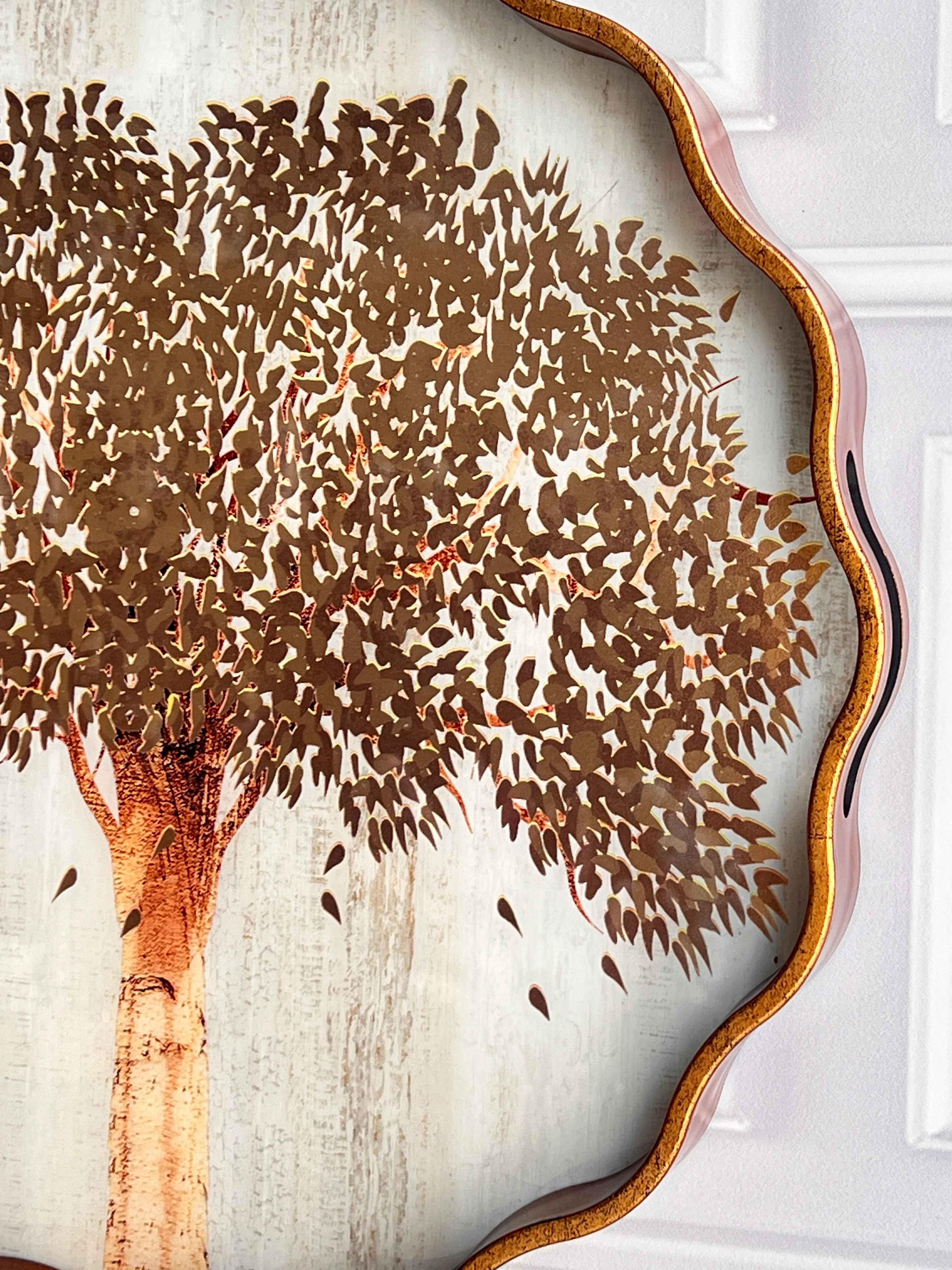 Rossev Arbol Gold Yuvarlak Tepsi