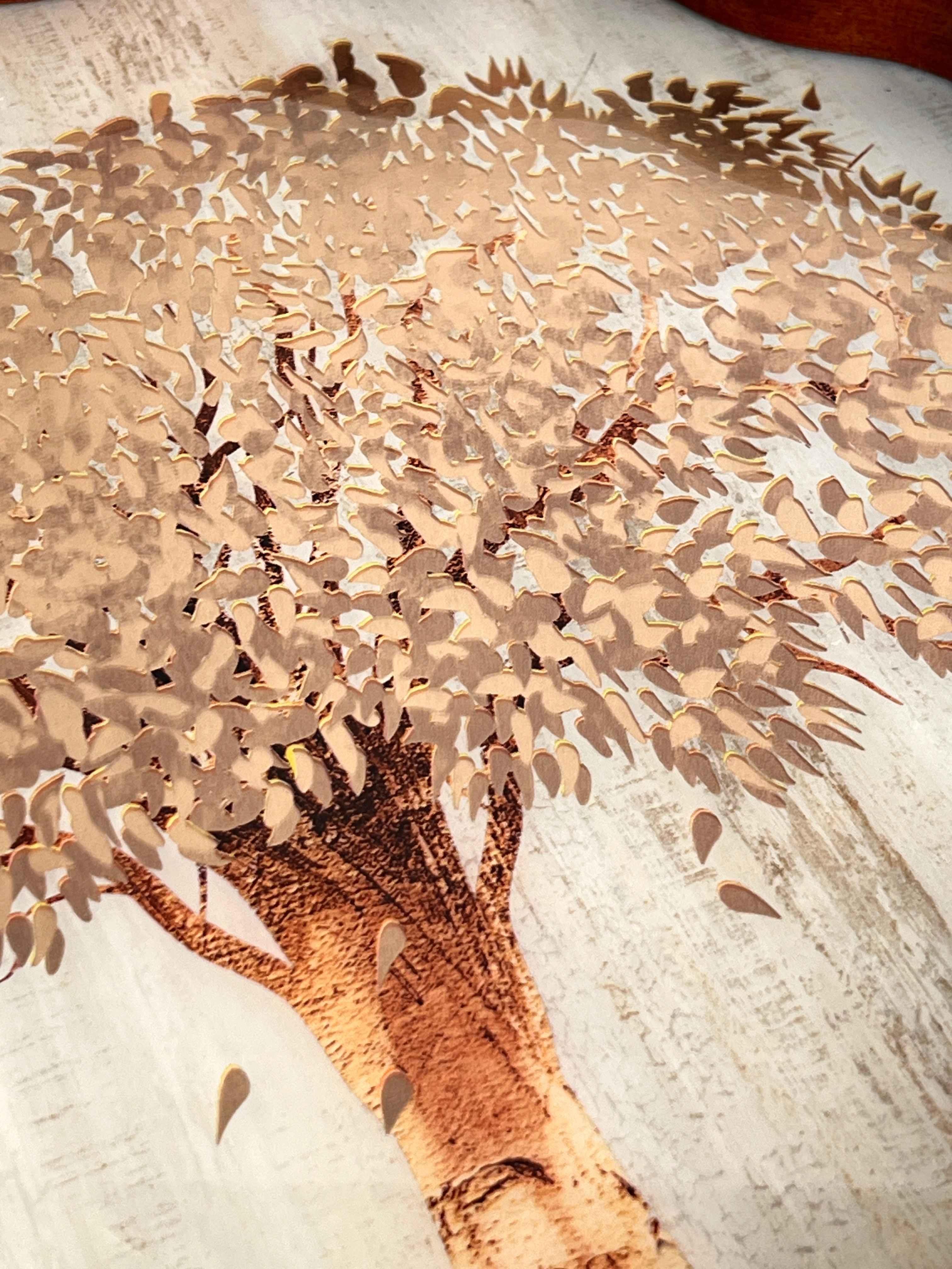 Rossev Arbol Gold Yuvarlak Tepsi