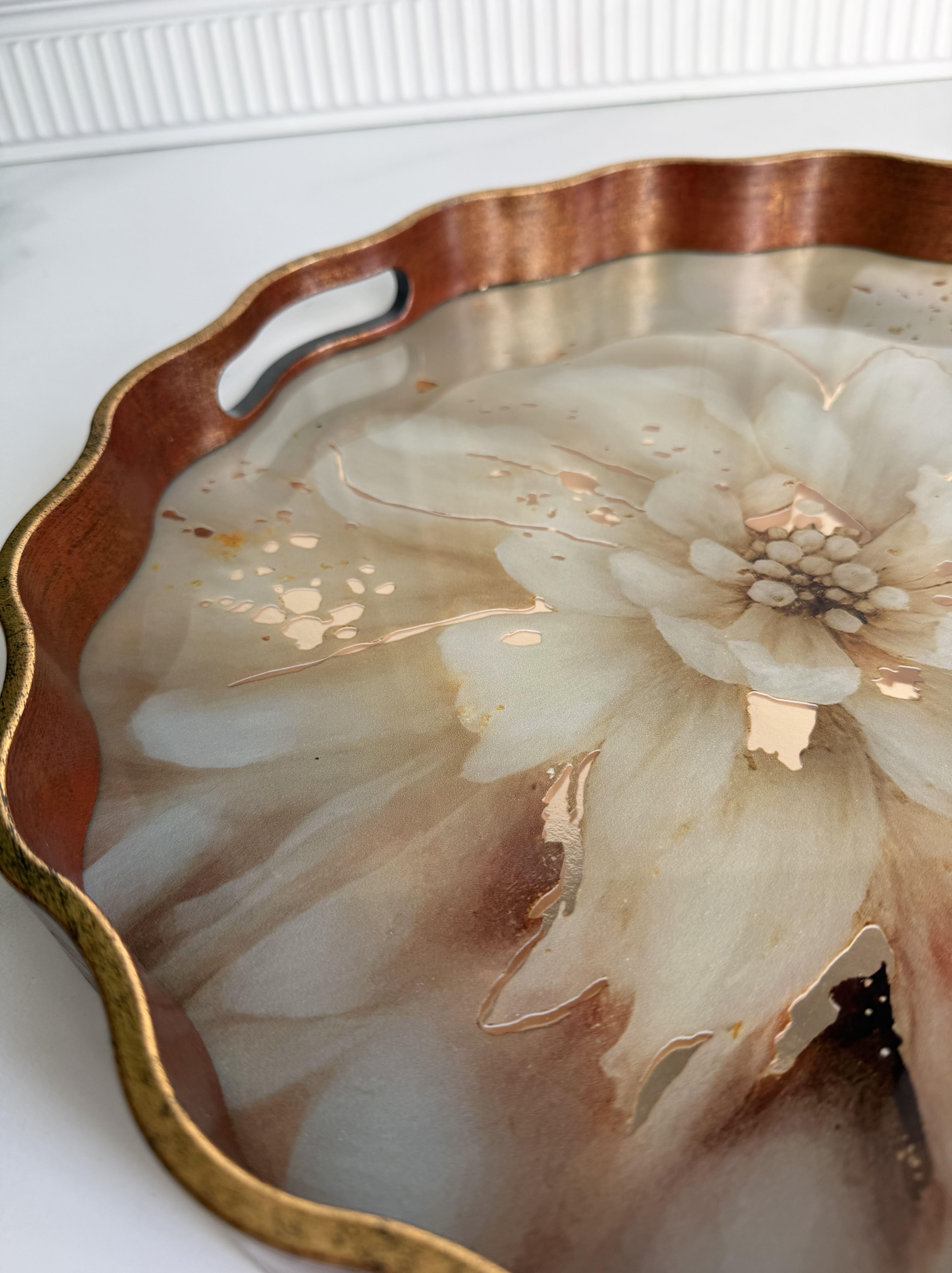 Rossev Claret Red Yuvarlak Tepsi