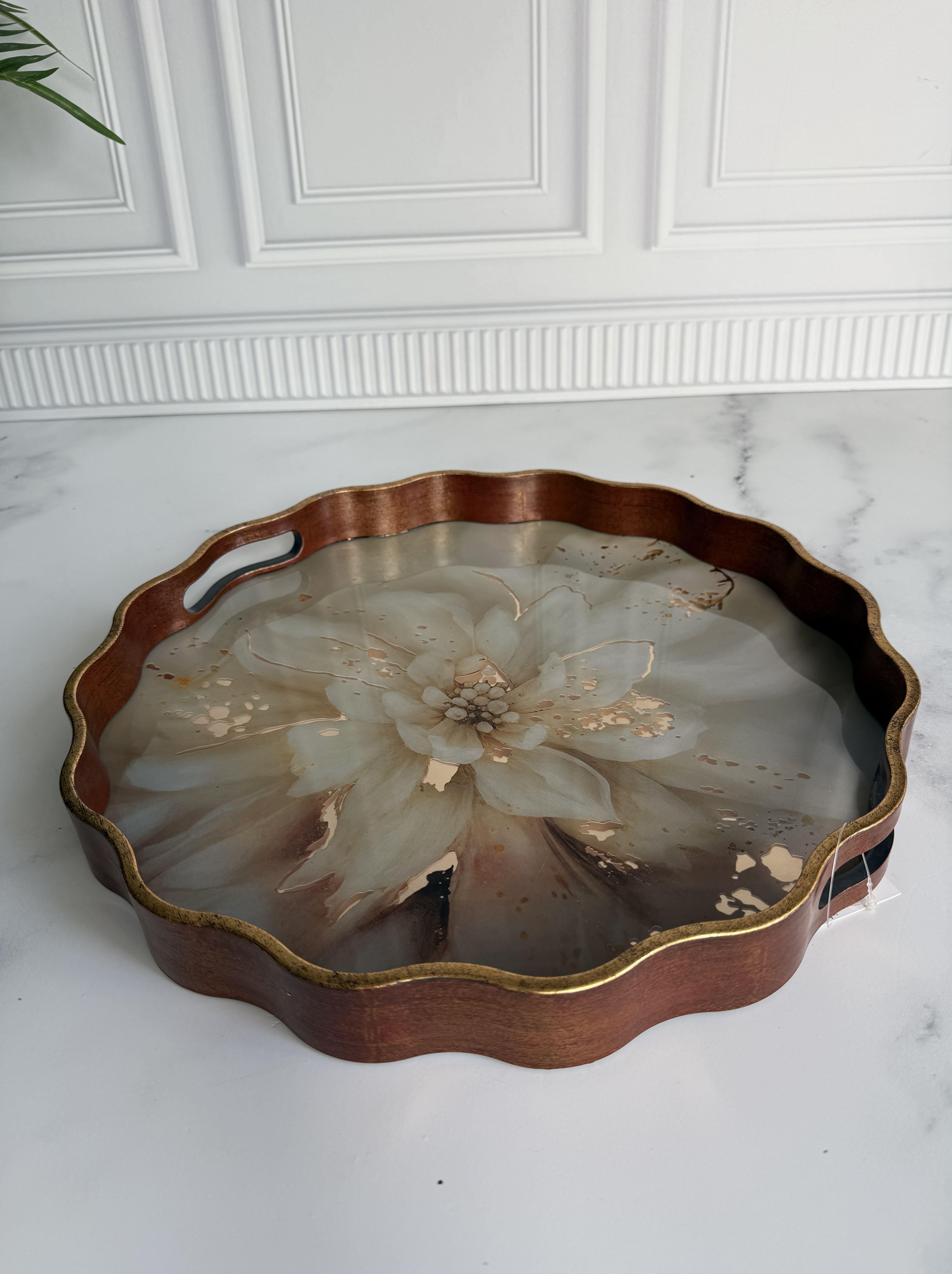 Rossev Claret Red Yuvarlak Tepsi