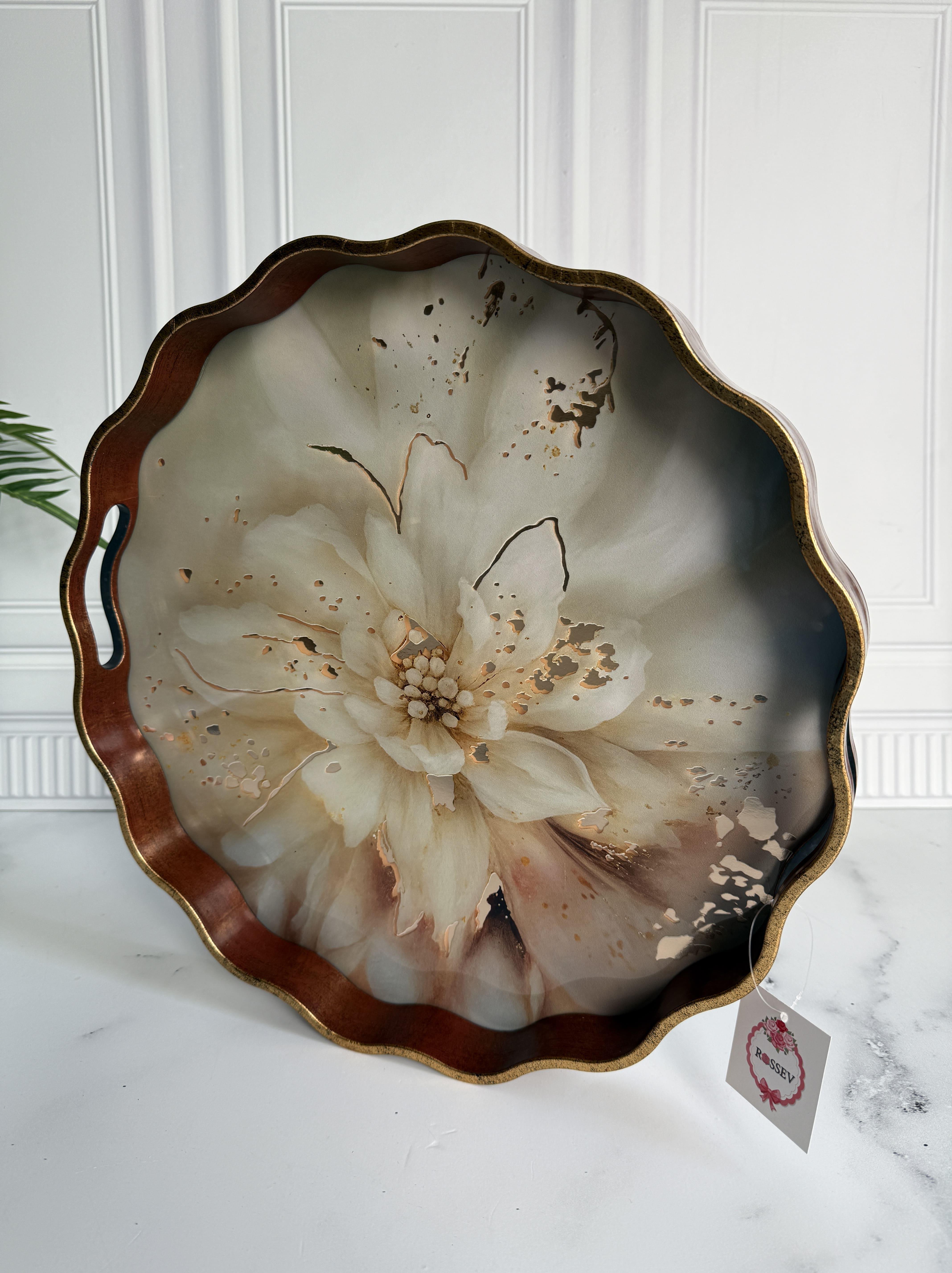 Rossev Claret Red Yuvarlak Tepsi