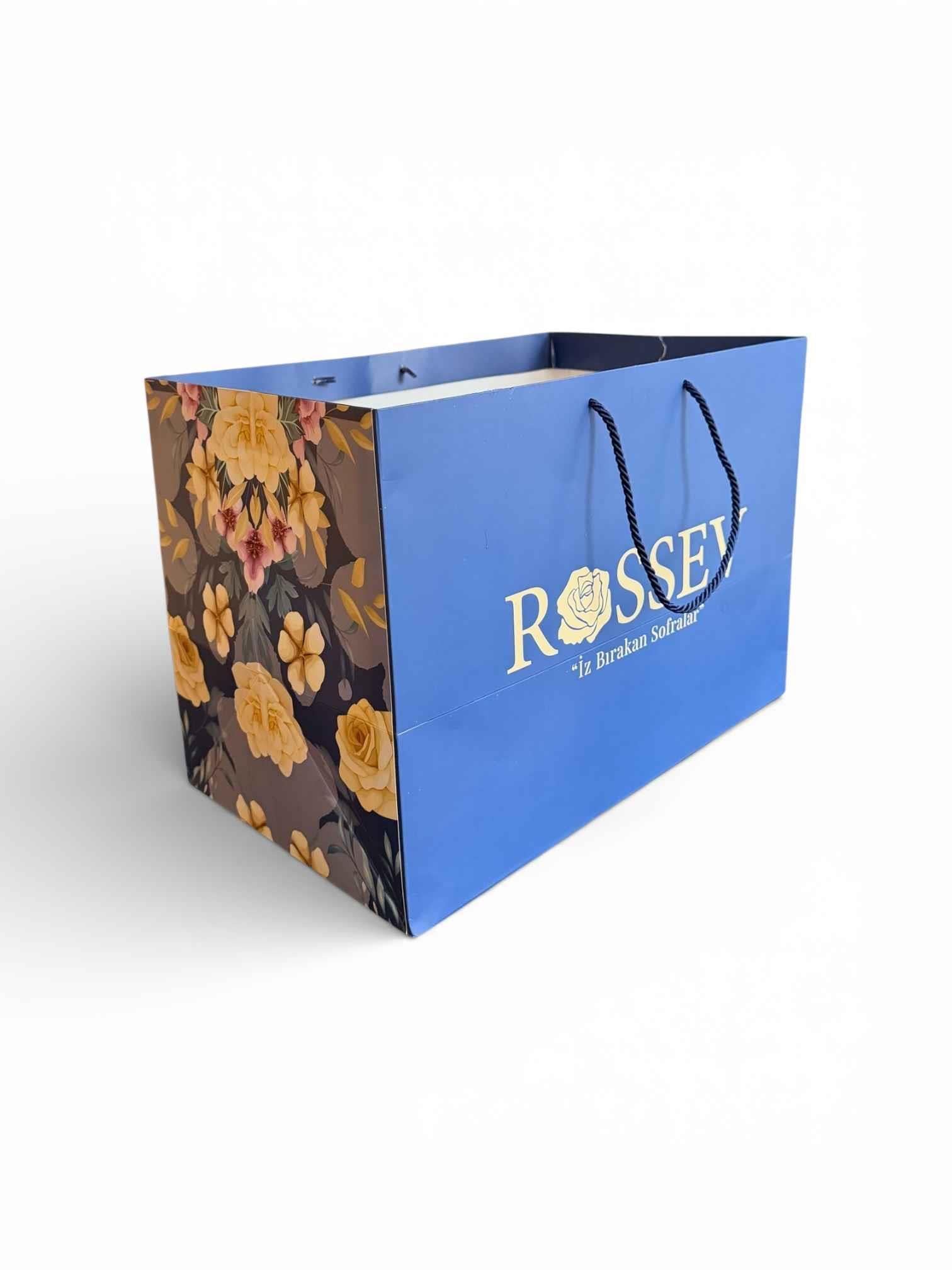 Rossev Karton Çanta Orta Boy Mavi