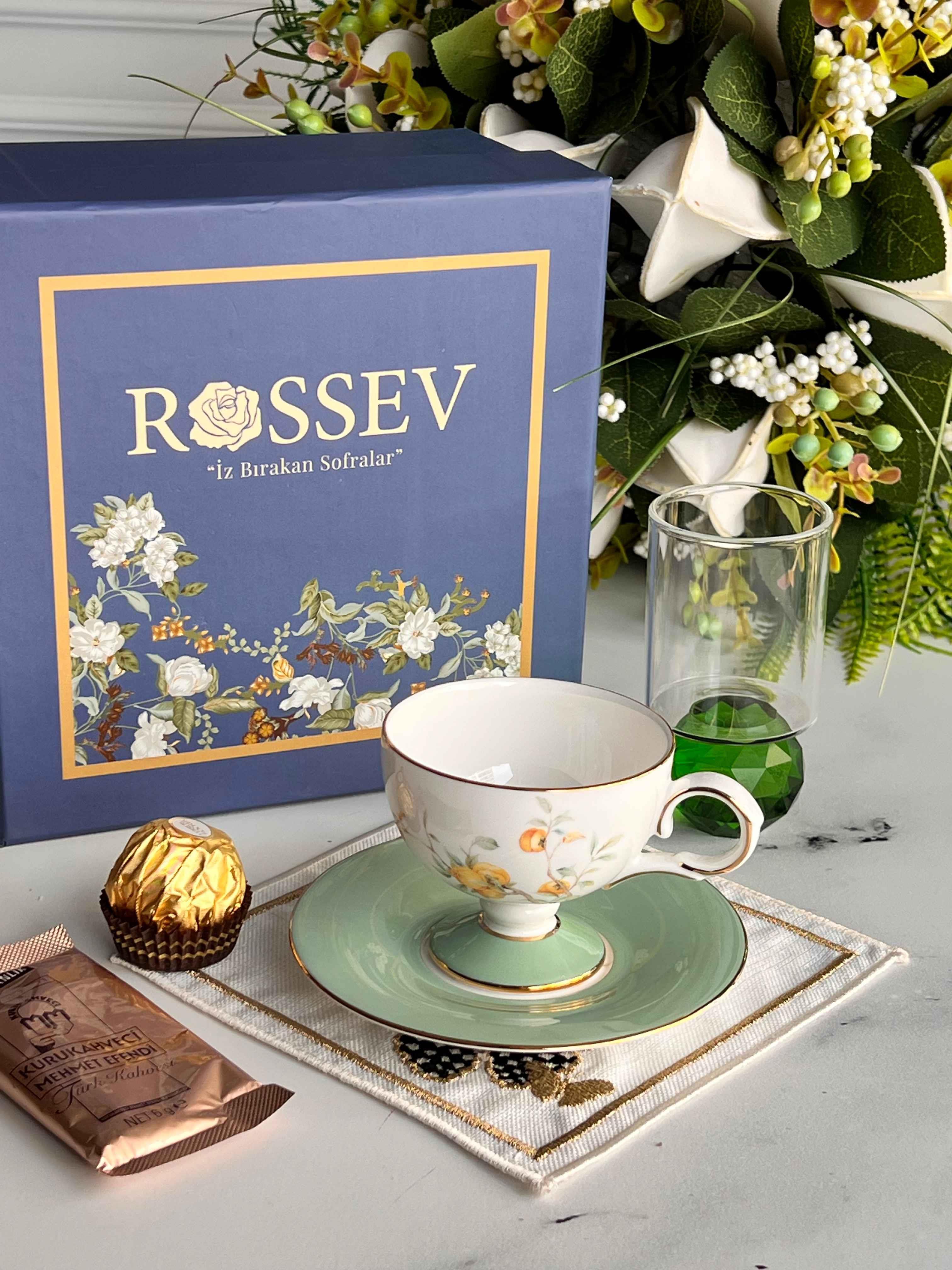 Rossev Peachy Kişiye Özel Hediye Kutulu Fincan Takımı