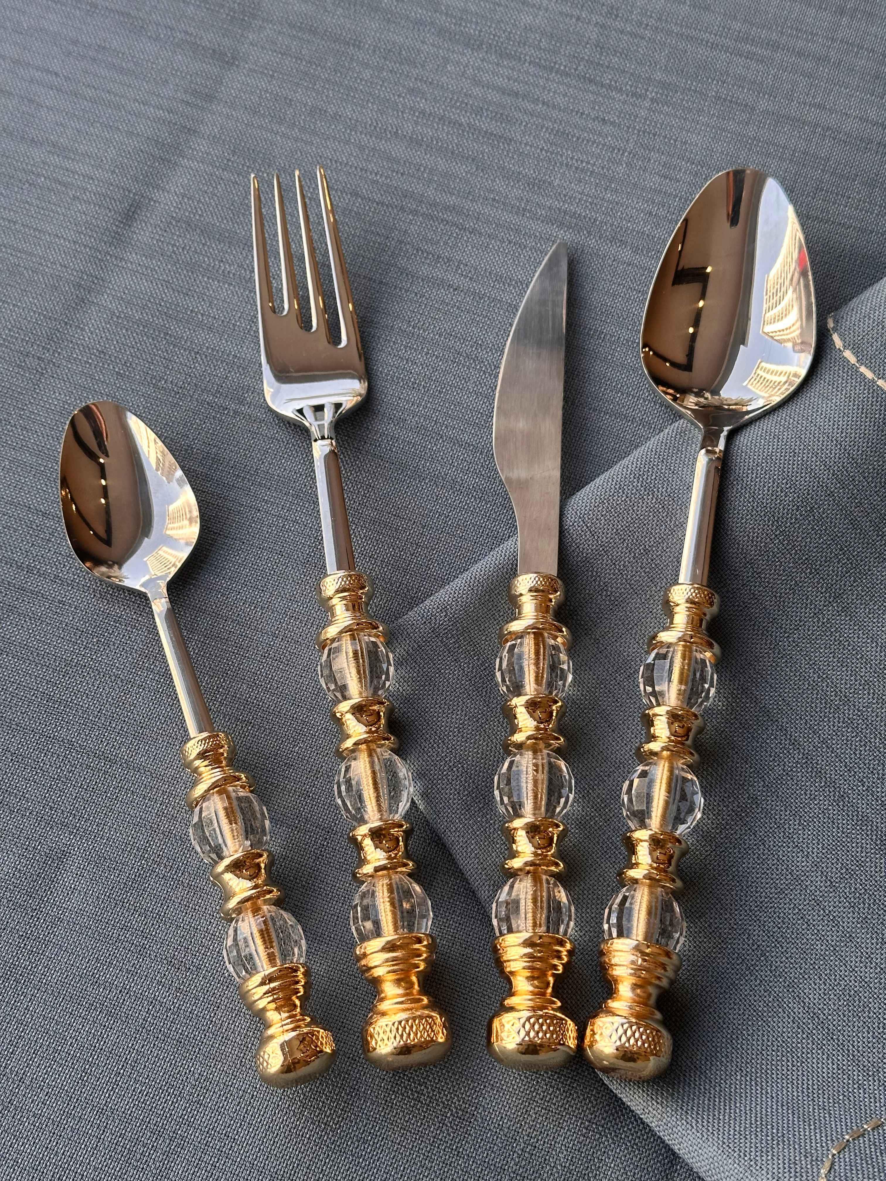 Rustik Gold Çatal Kaşık Bıçak Takımı 24 Parça