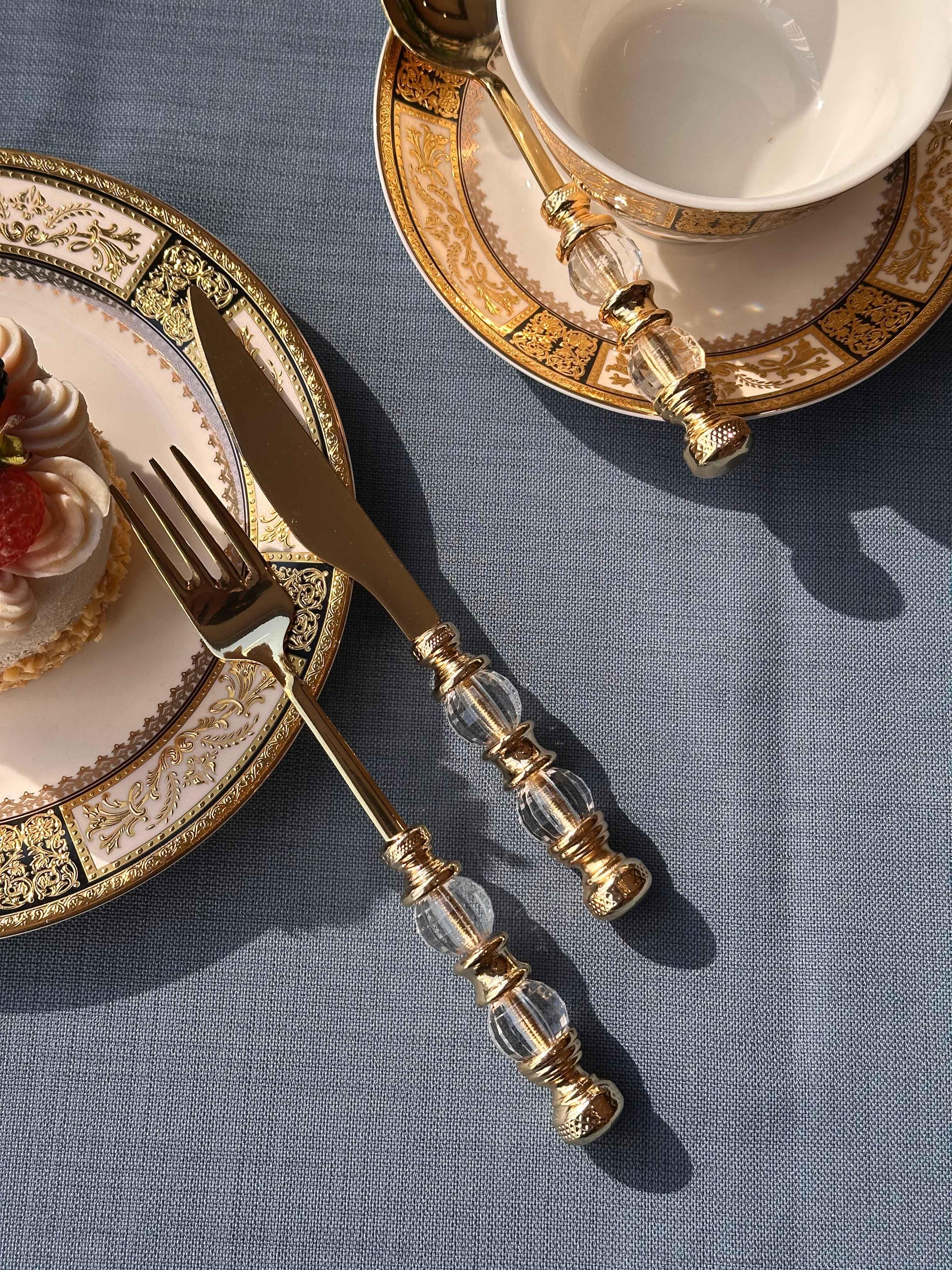 Rustik Titanyum Gold Çatal Kaşık Bıçak Takımı 18 Parça