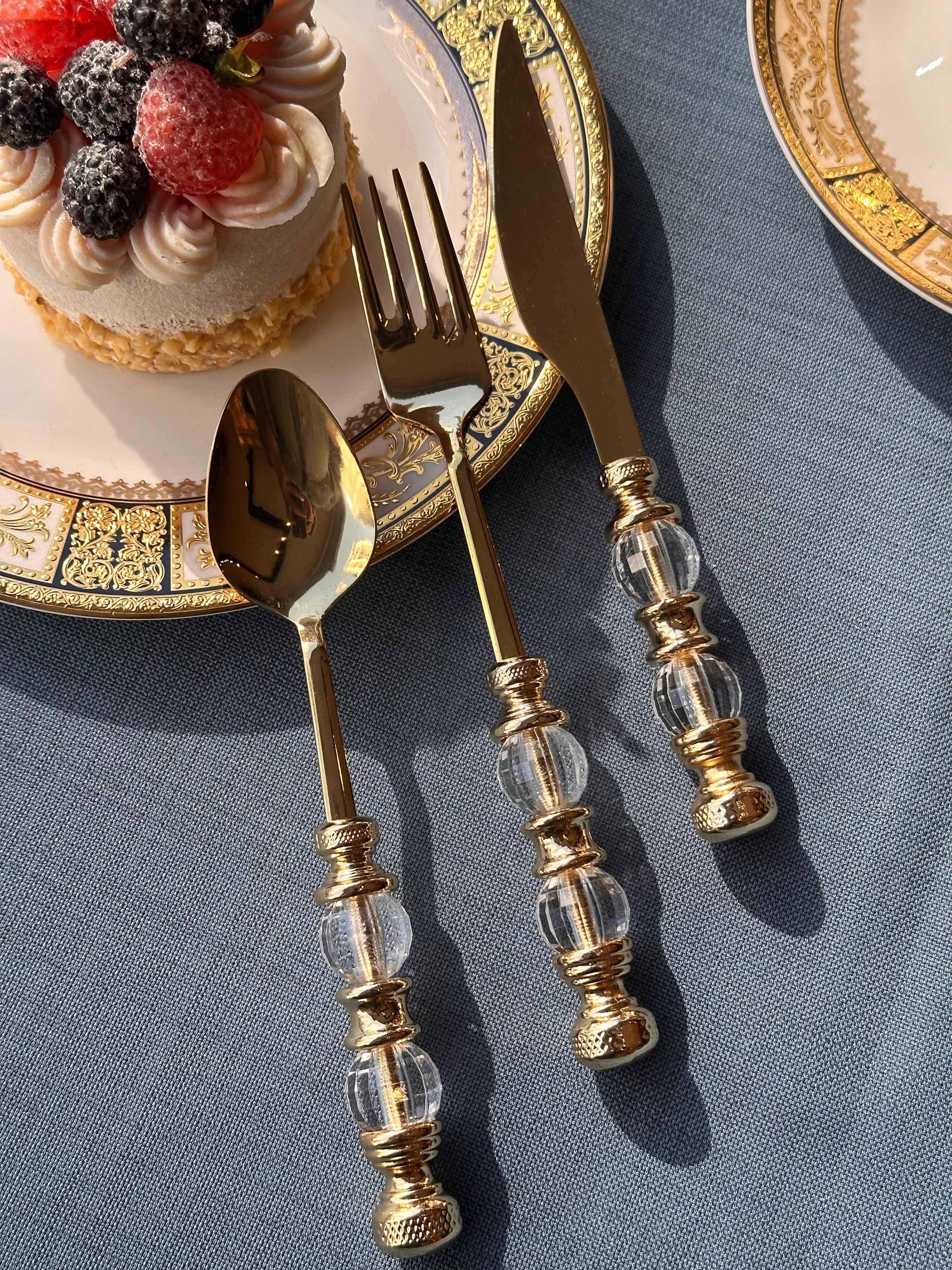 Rustik Titanyum Gold Çatal Kaşık Bıçak Takımı 18 Parça