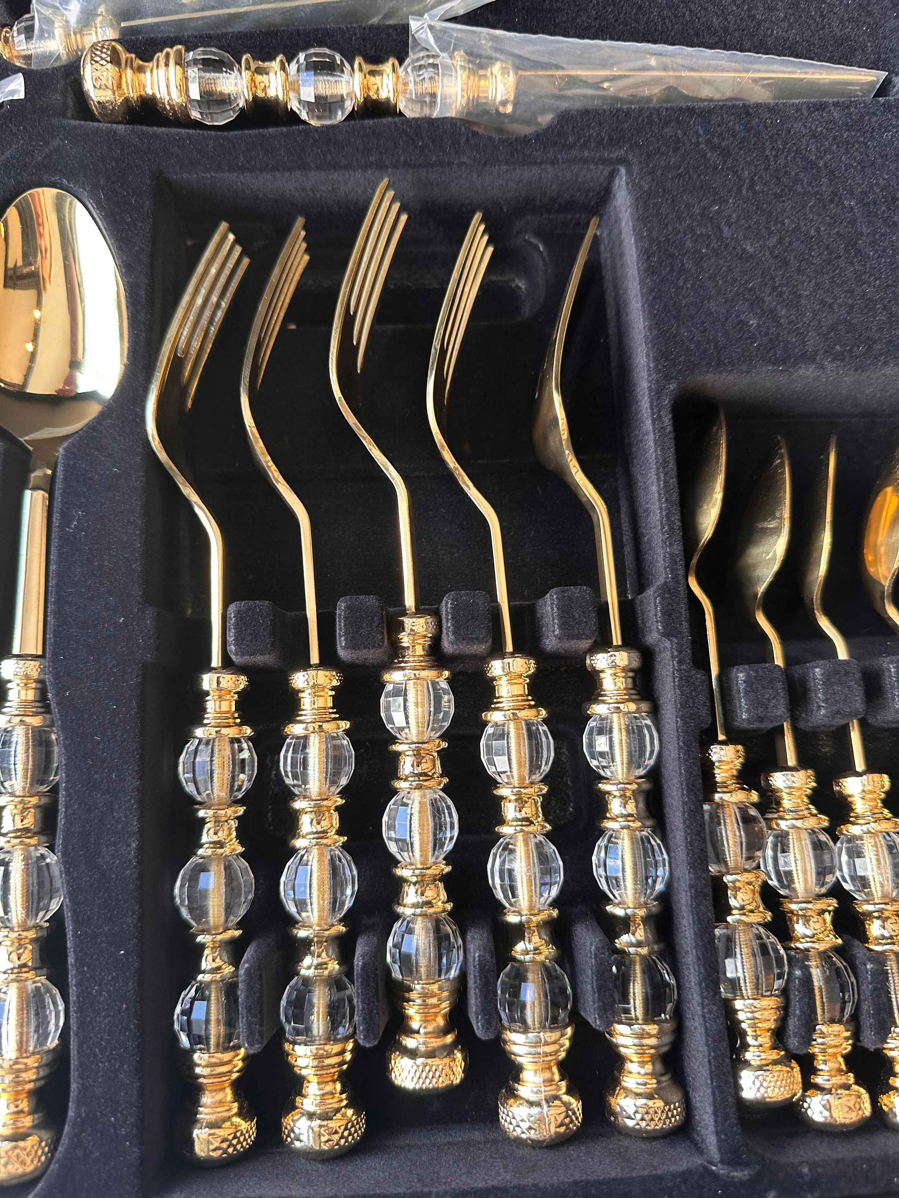 Rustik Titanyum Gold Çatal Kaşık Bıçak Takımı 24 Parça