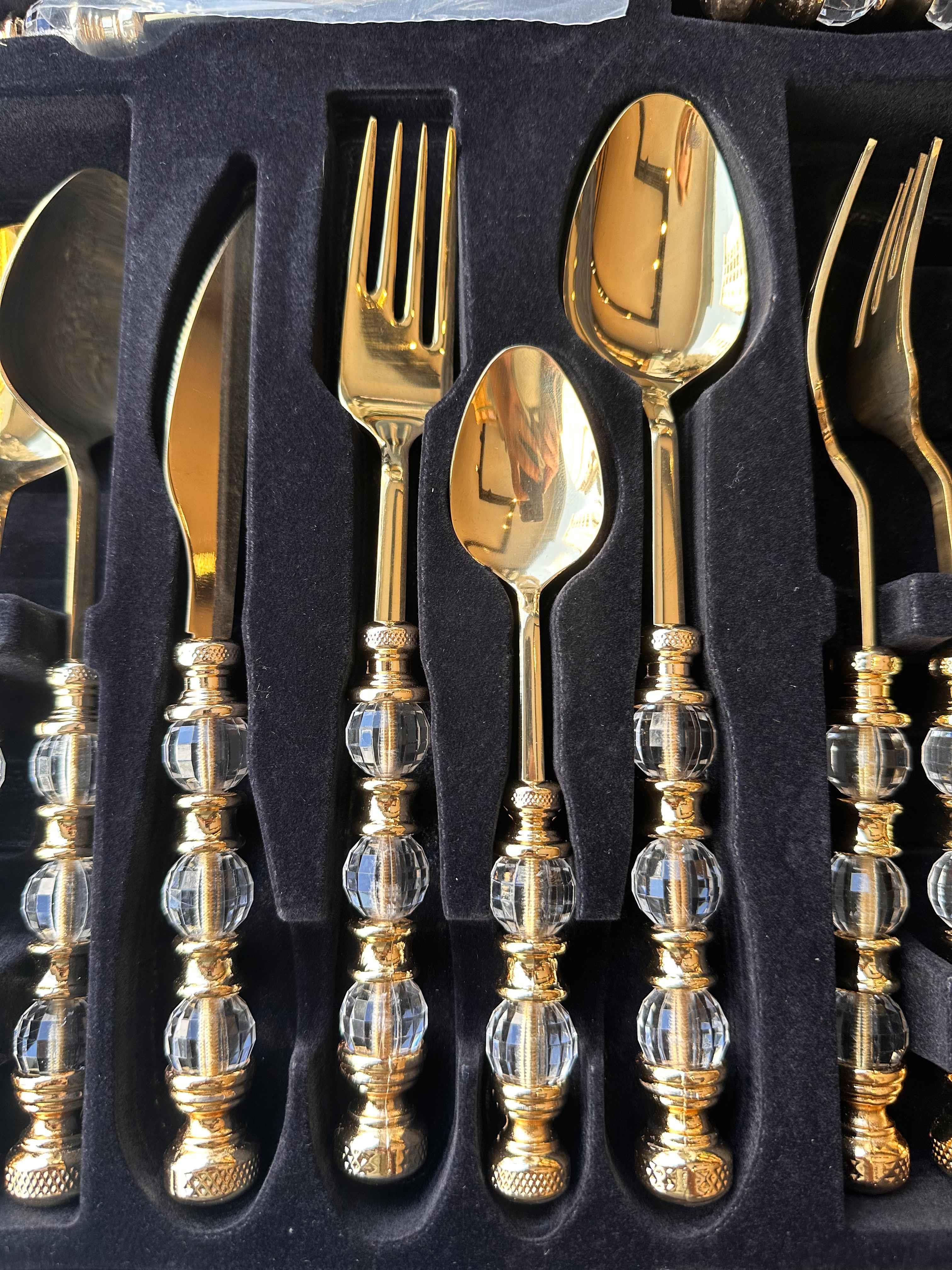 Rustik Titanyum Gold Çatal Kaşık Bıçak Takımı 24 Parça