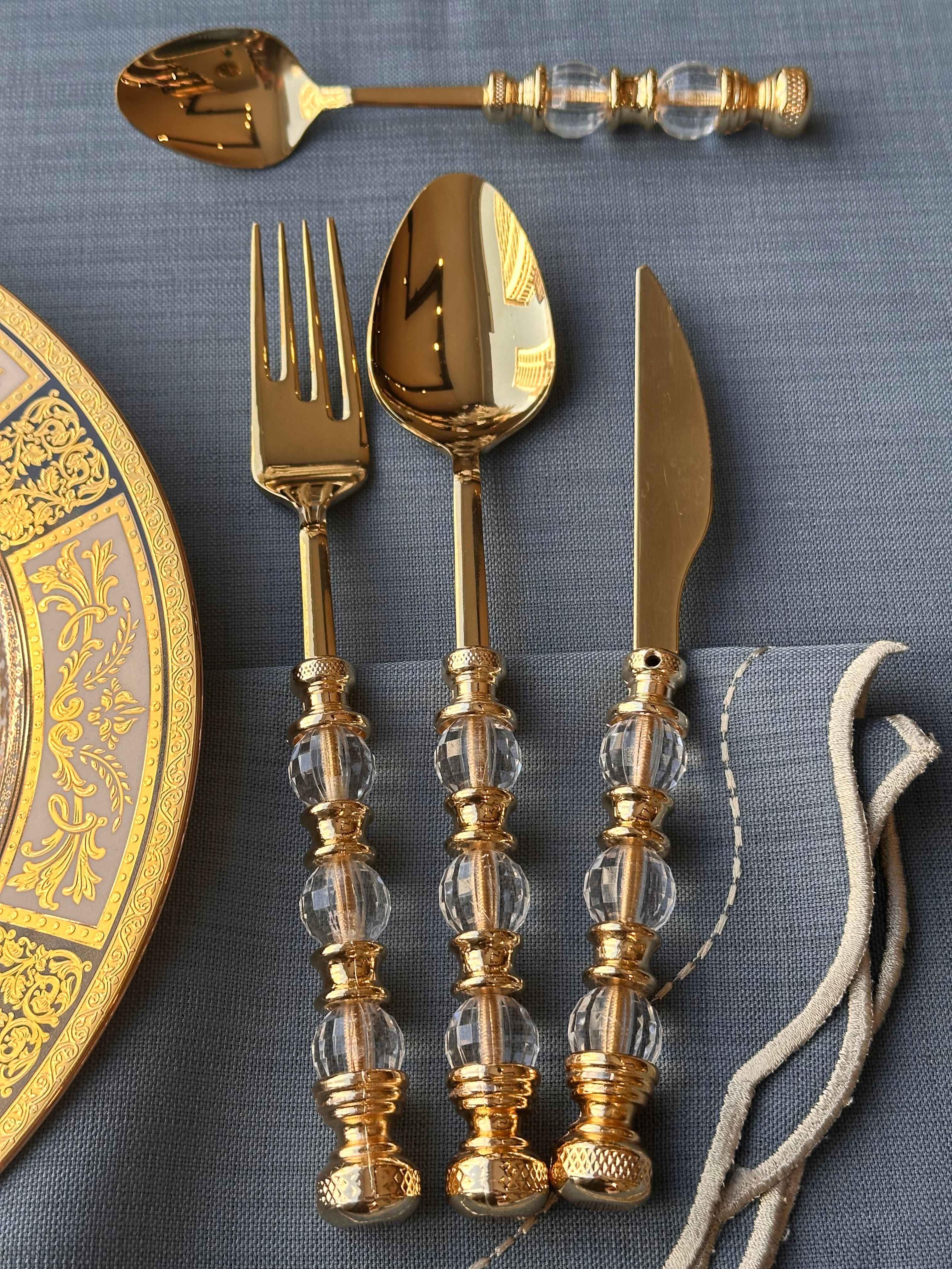 Rustik Titanyum Gold Çatal Kaşık Bıçak Takımı 24 Parça