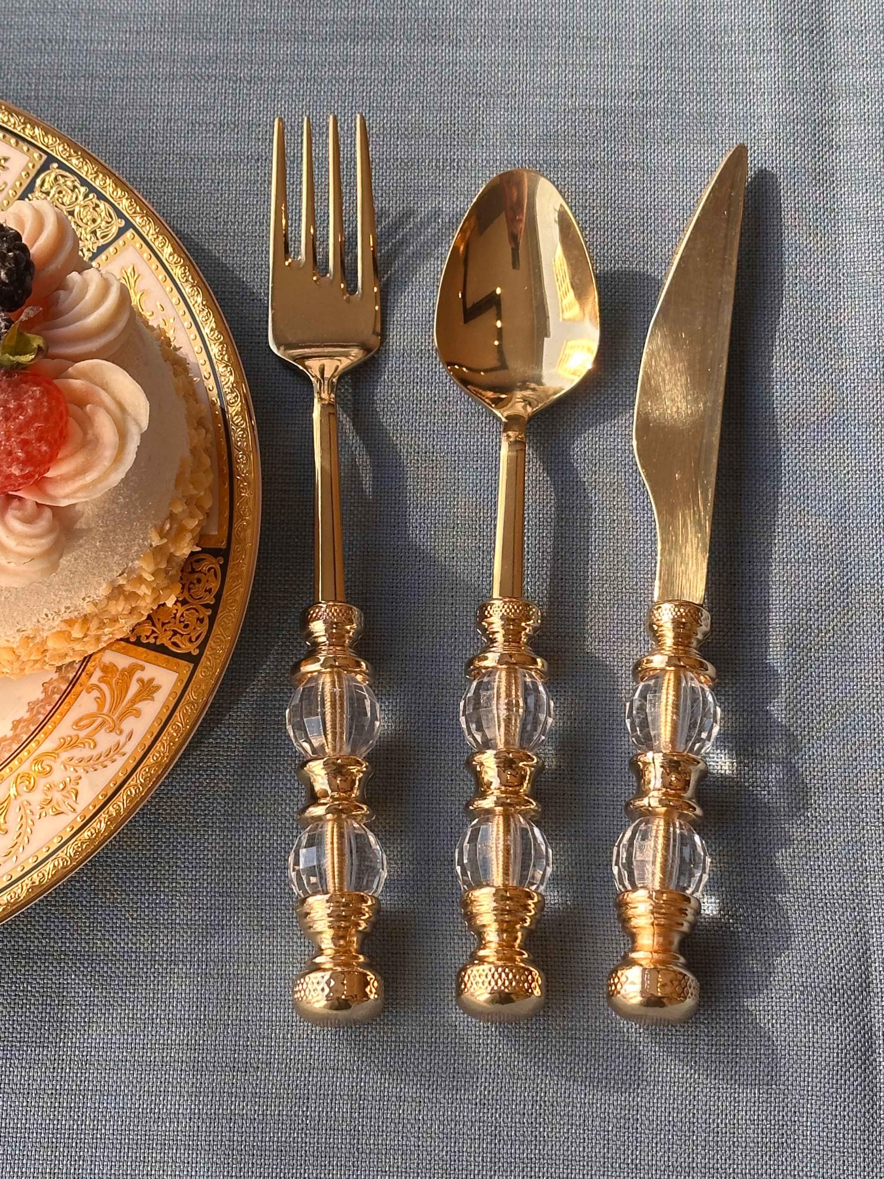 Rustik Titanyum Gold Çatal Kaşık Bıçak Takımı 18 Parça