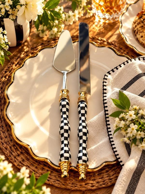 Salata Servis Seti 5'li Gold Dama Detaylı