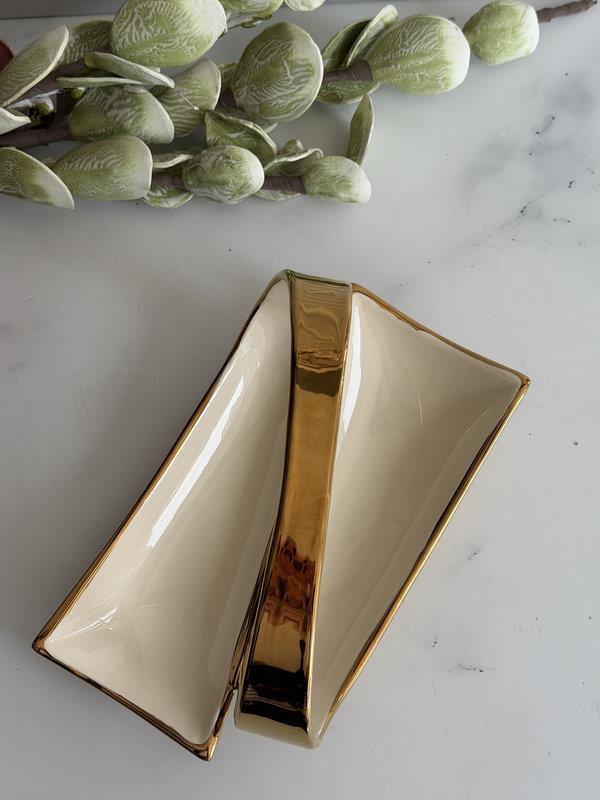 Servis Sunum Tabağı 2 Bölmeli Dikdörtgen Dream Gold