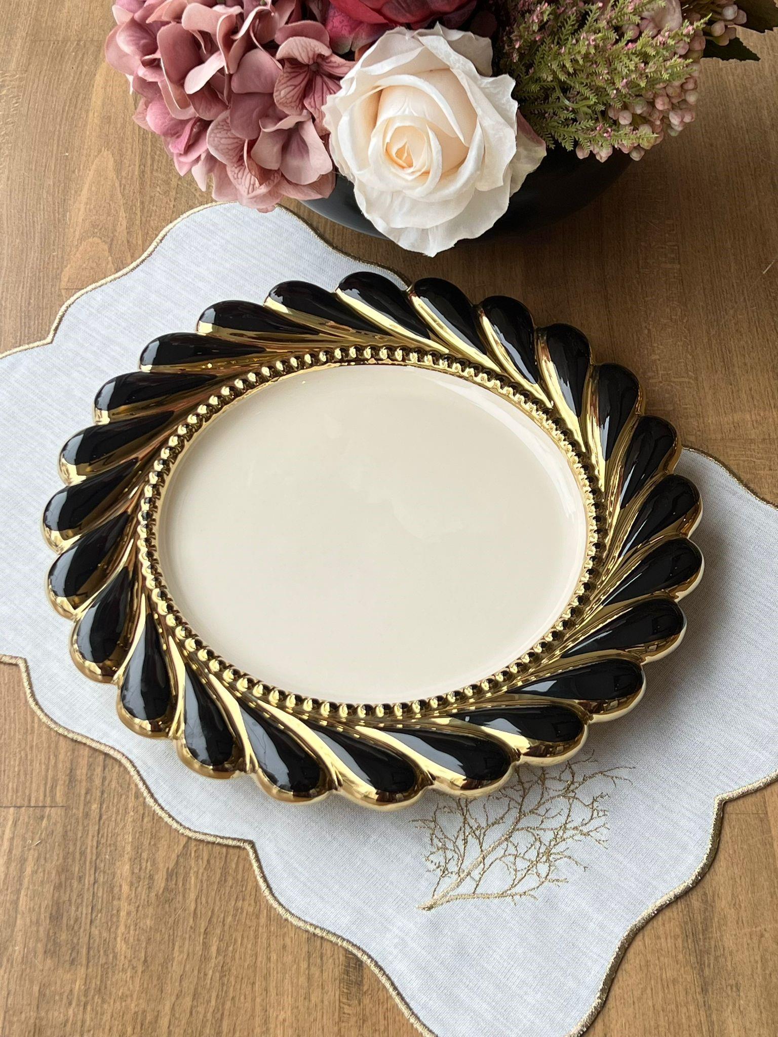 Servis Tabağı Rönesans Black Yuvarlak
