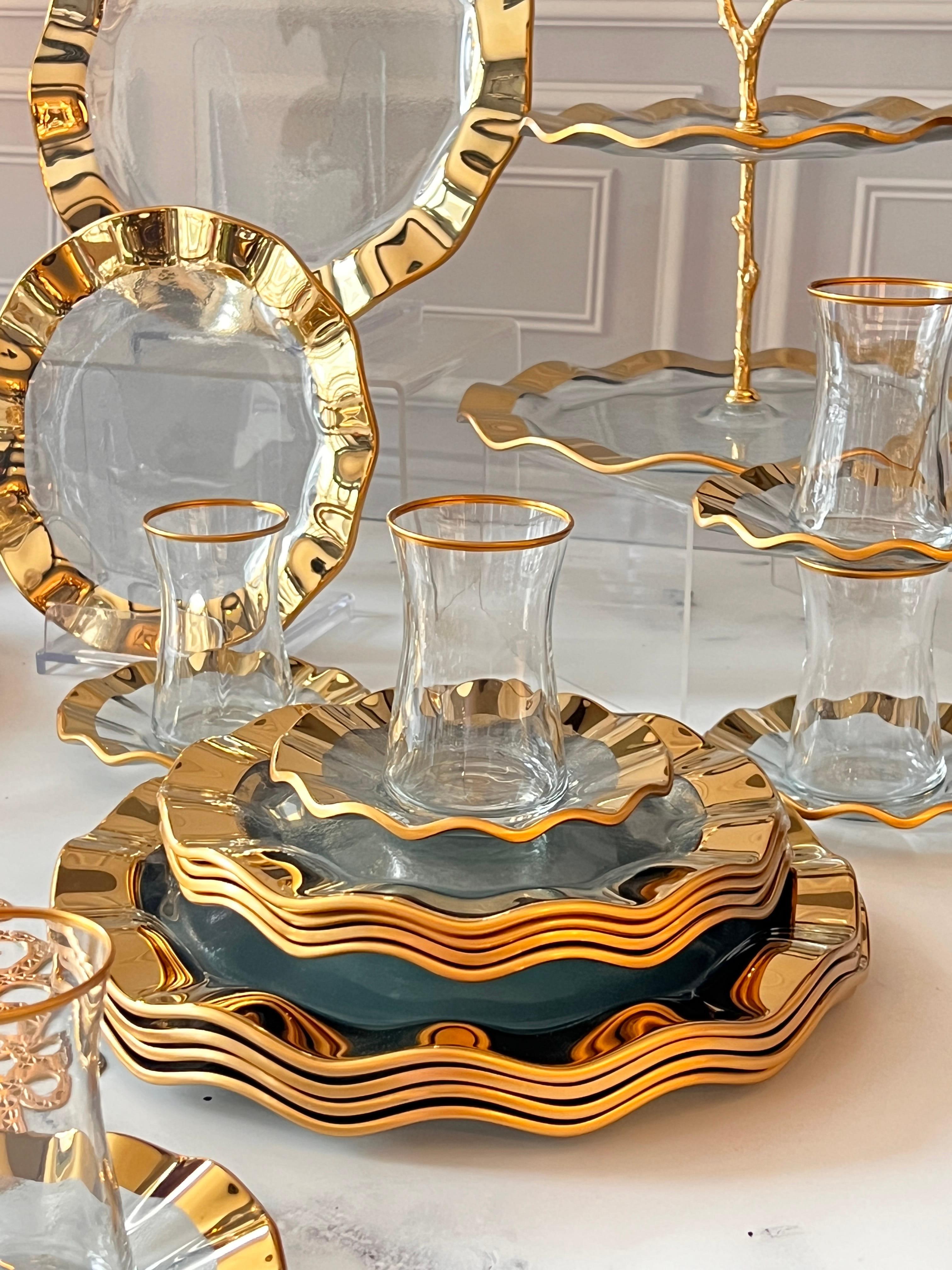 Spoliare Gold 28 Parça Cam Çay Seti