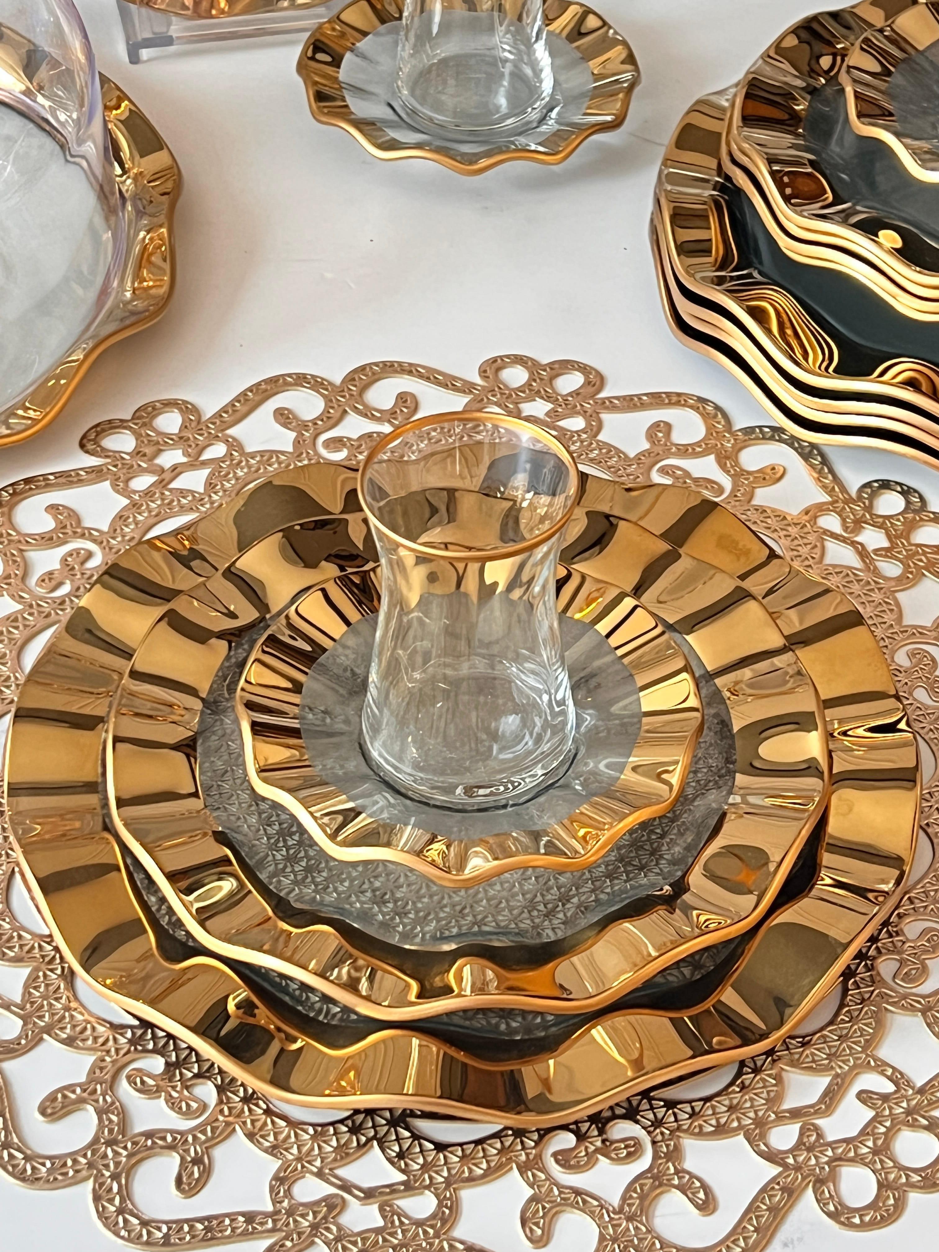 Spoliare Gold 28 Parça Cam Çay Seti
