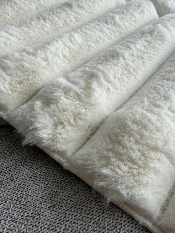 Tavşan Tüyü Krem Klozet Takımı Banyo Paspası Kaymaz TPR Taban Yıkanabilir 2'li Set 40x60-60x100