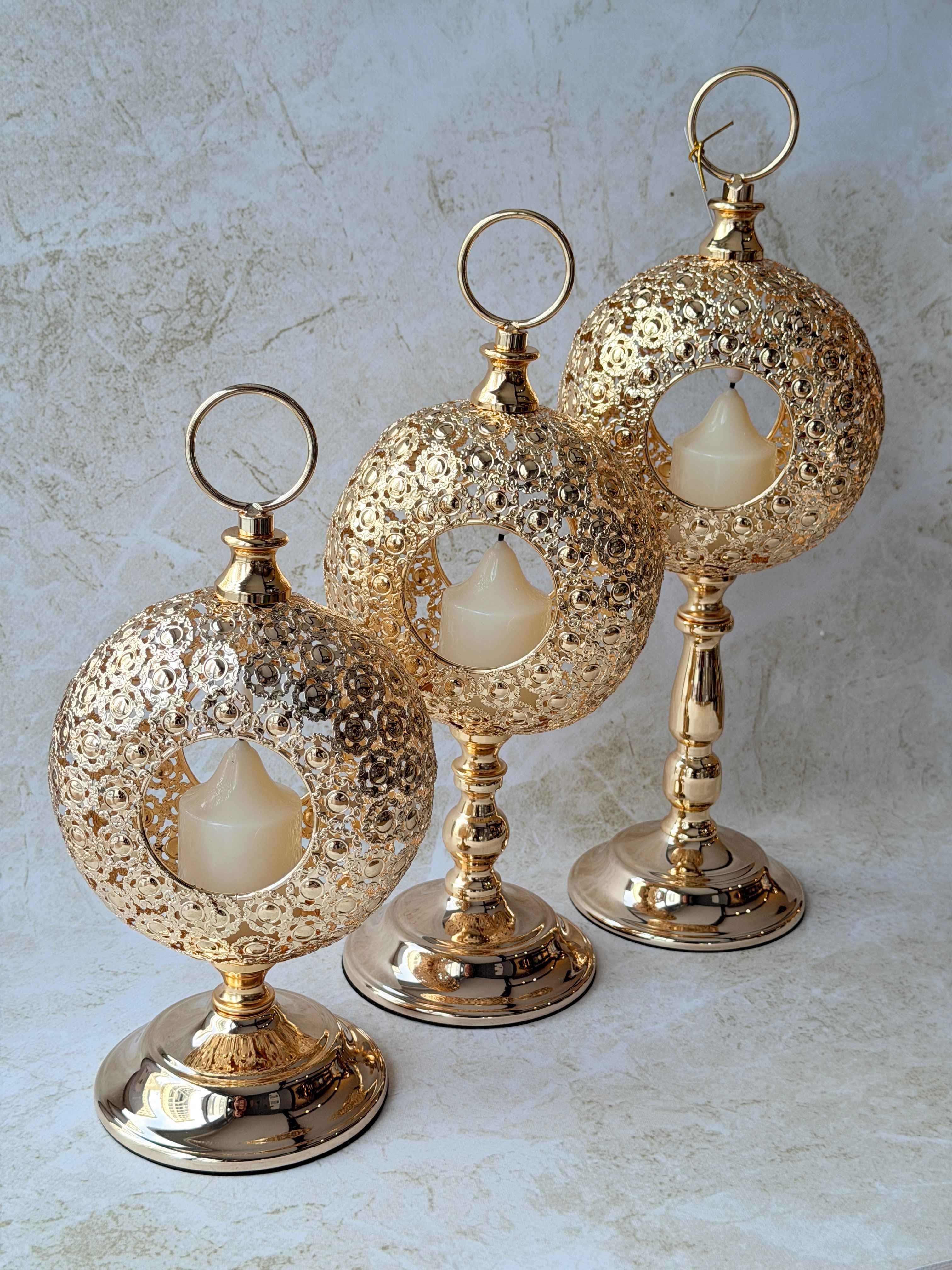 Telkarı Gold Dekor Şamdan 3 lü 