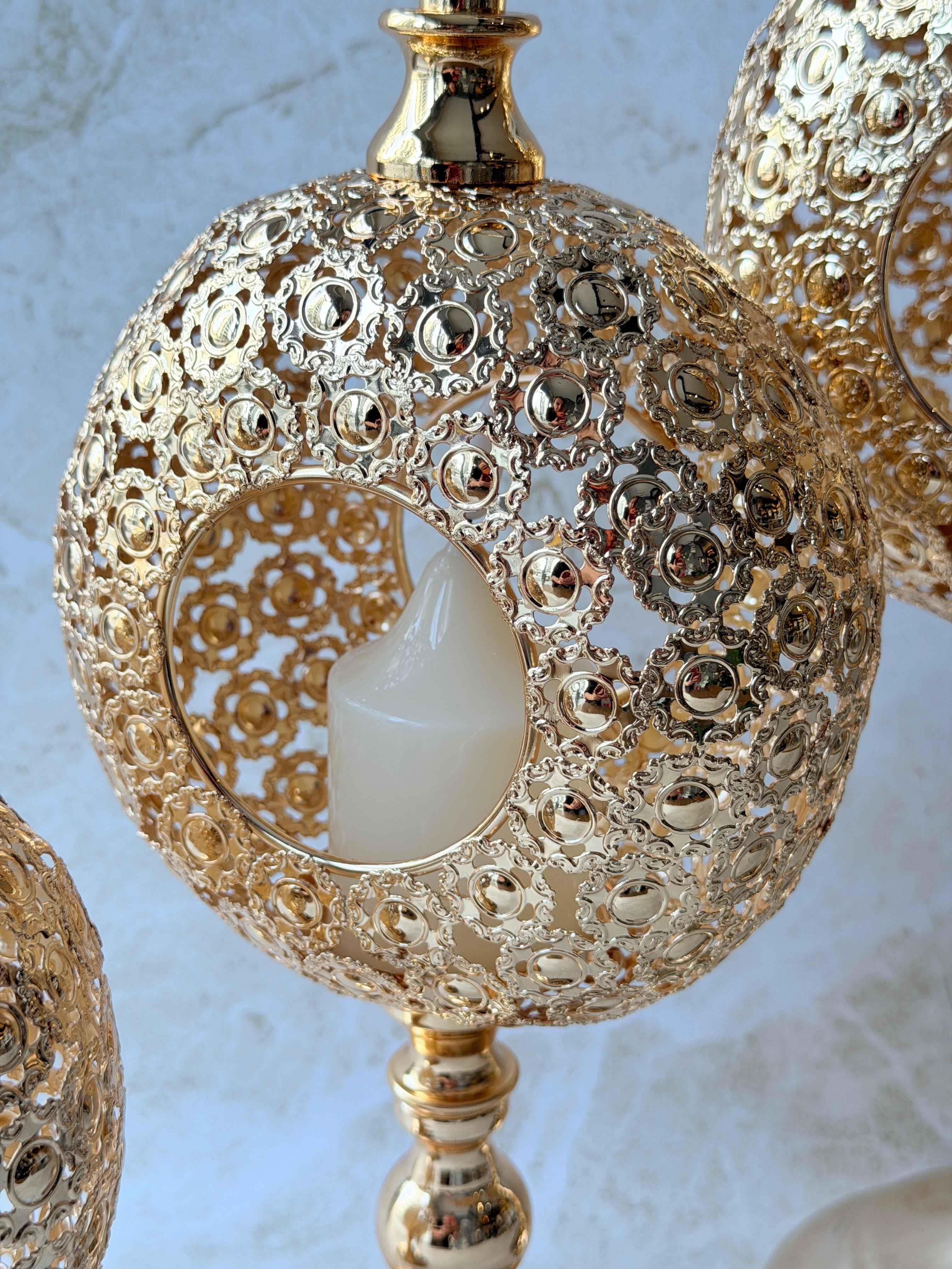 Telkarı Gold Dekor Şamdan 3 lü 